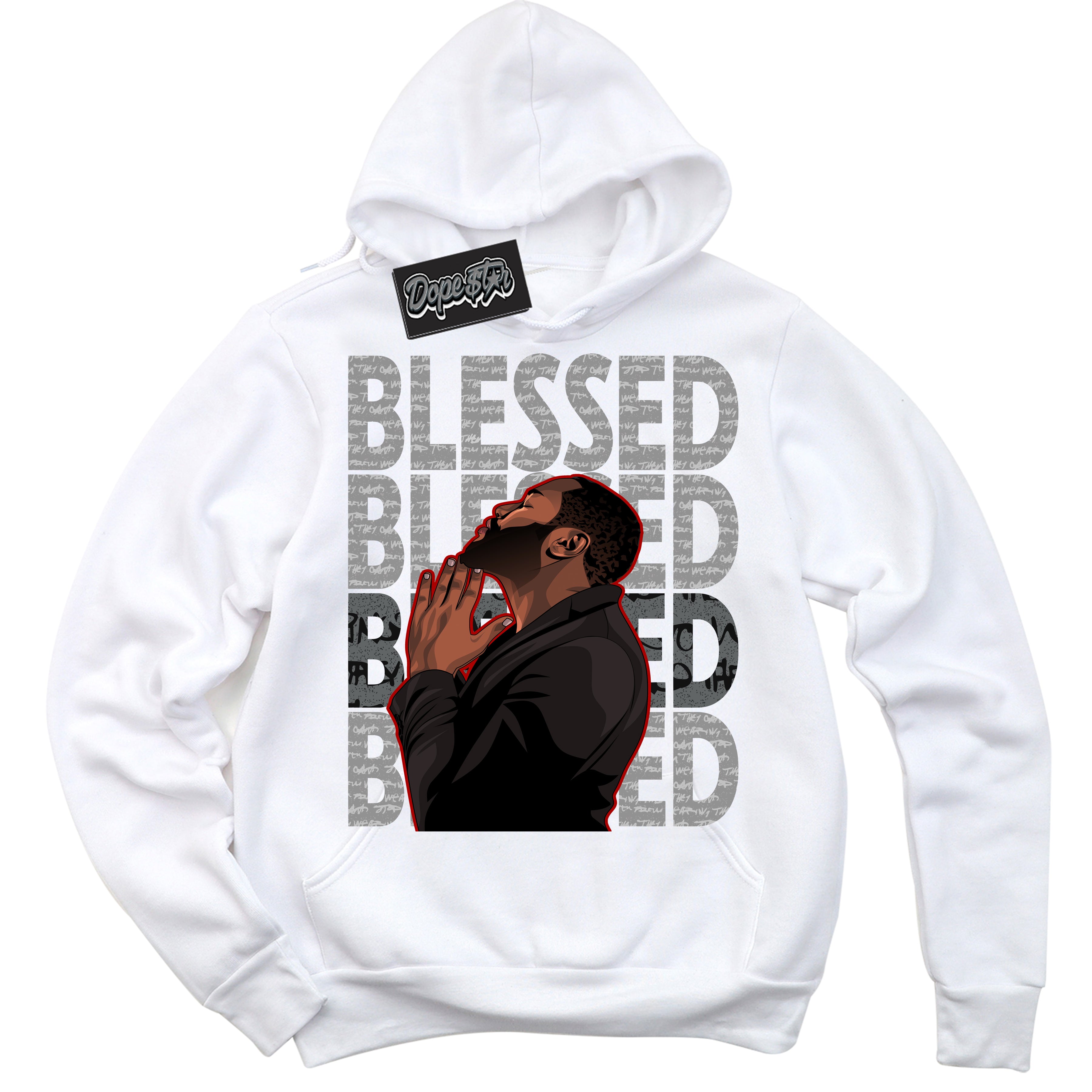 Cool White Hoodie with “ God Blessed ”  design that Perfectly Matches Rebellionaire 1s Sneakers.