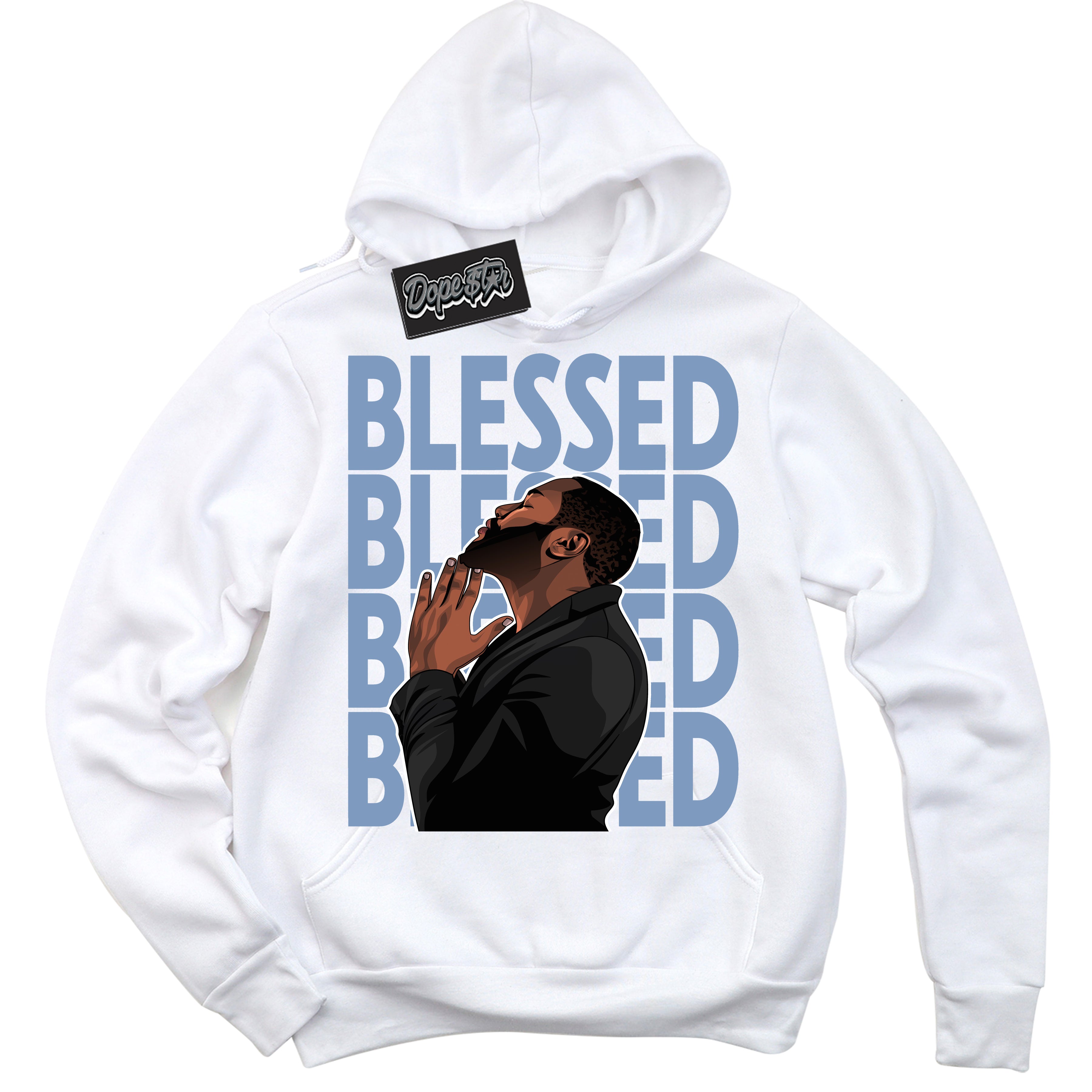 Cool White Hoodie with “ God Blessed ”  design that Perfectly Matches Reverse Oreo 6s Sneakers.