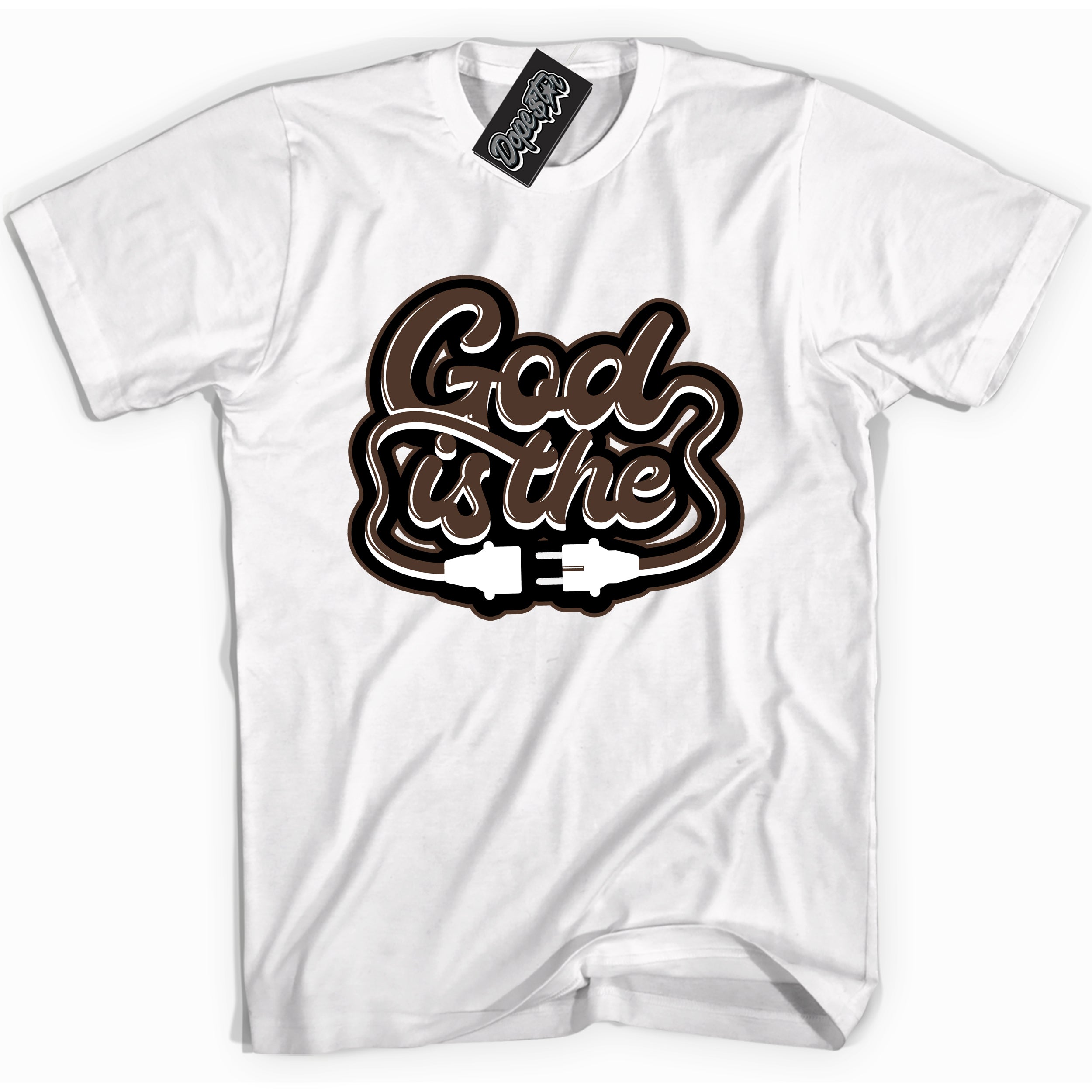Cool White graphic tee with “ God Is The ” design, that perfectly matches Palomino 1s sneakers