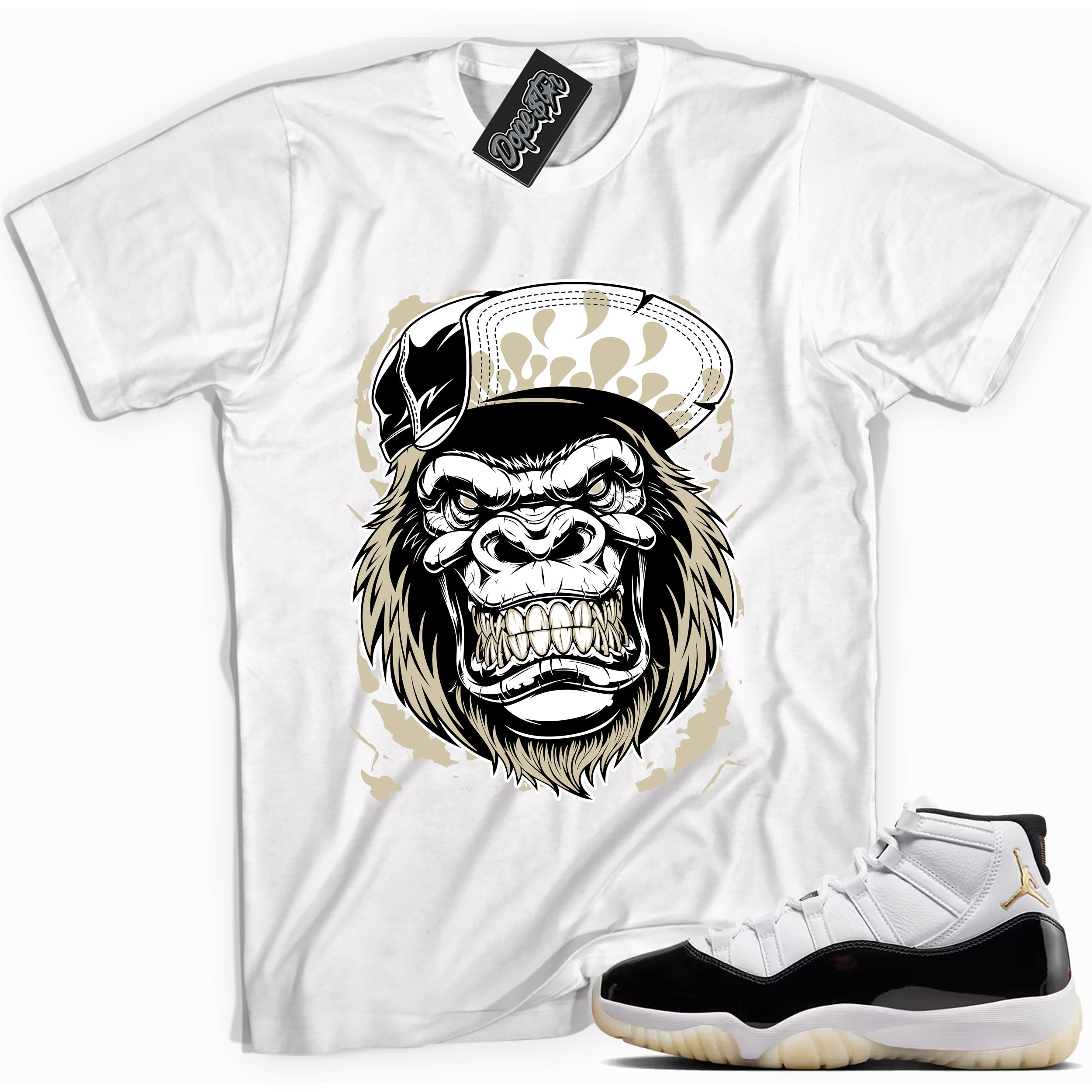 Cool White graphic tee with “ Gorilla Beast ” print, that perfectly matches AIR JORDAN 11 GRATITUDE   sneakers