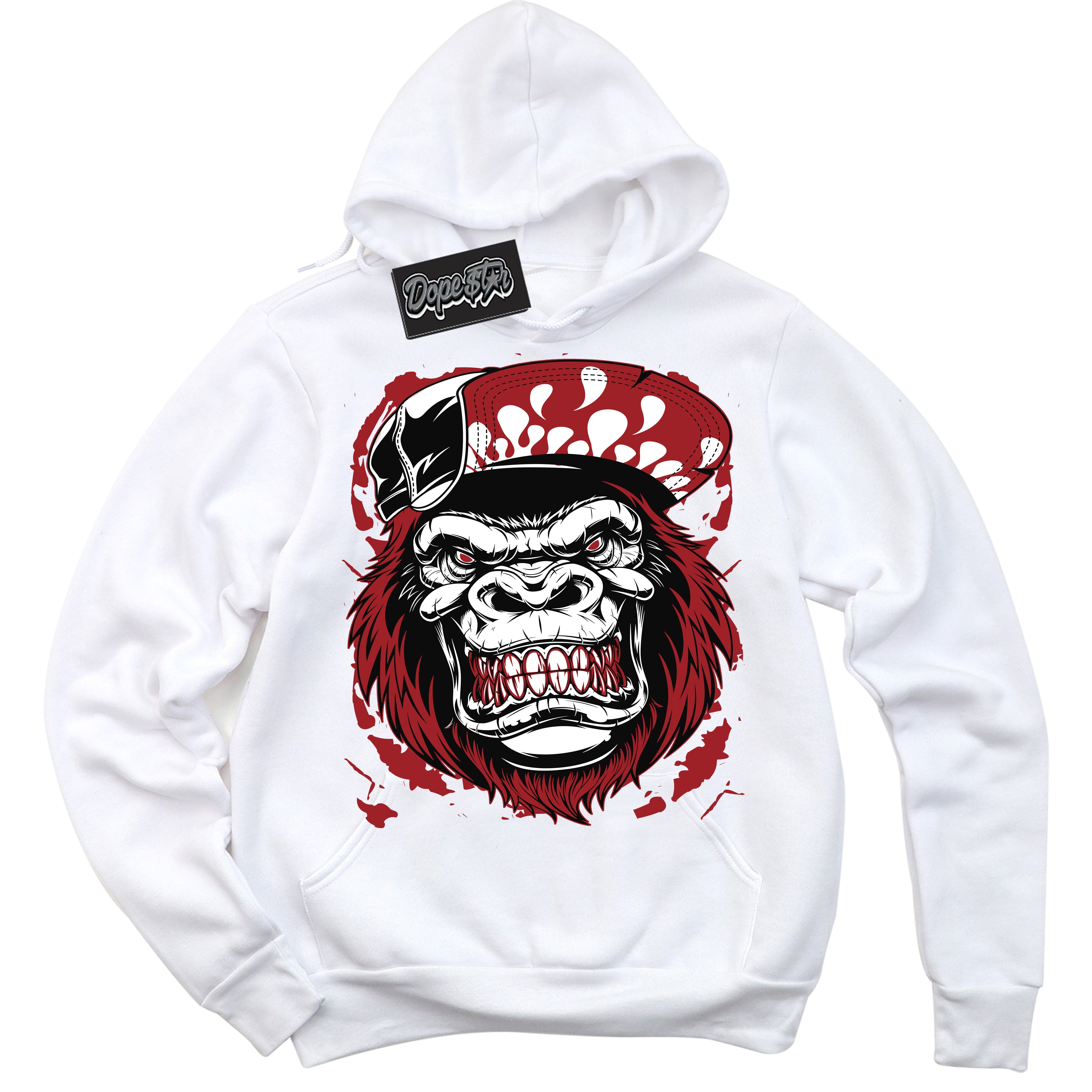 Cool White Hoodie With “ Gorilla Beast “ Design That Perfectly Matches Lost And Found 1s Sneakers.