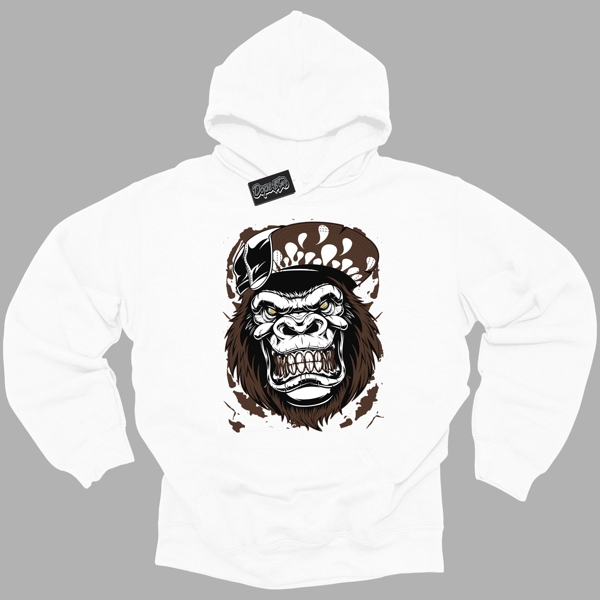 Cool White Graphic DopeStar Hoodie with “ Gorilla Beast “ print, that perfectly matches Palomino 1s sneakers
