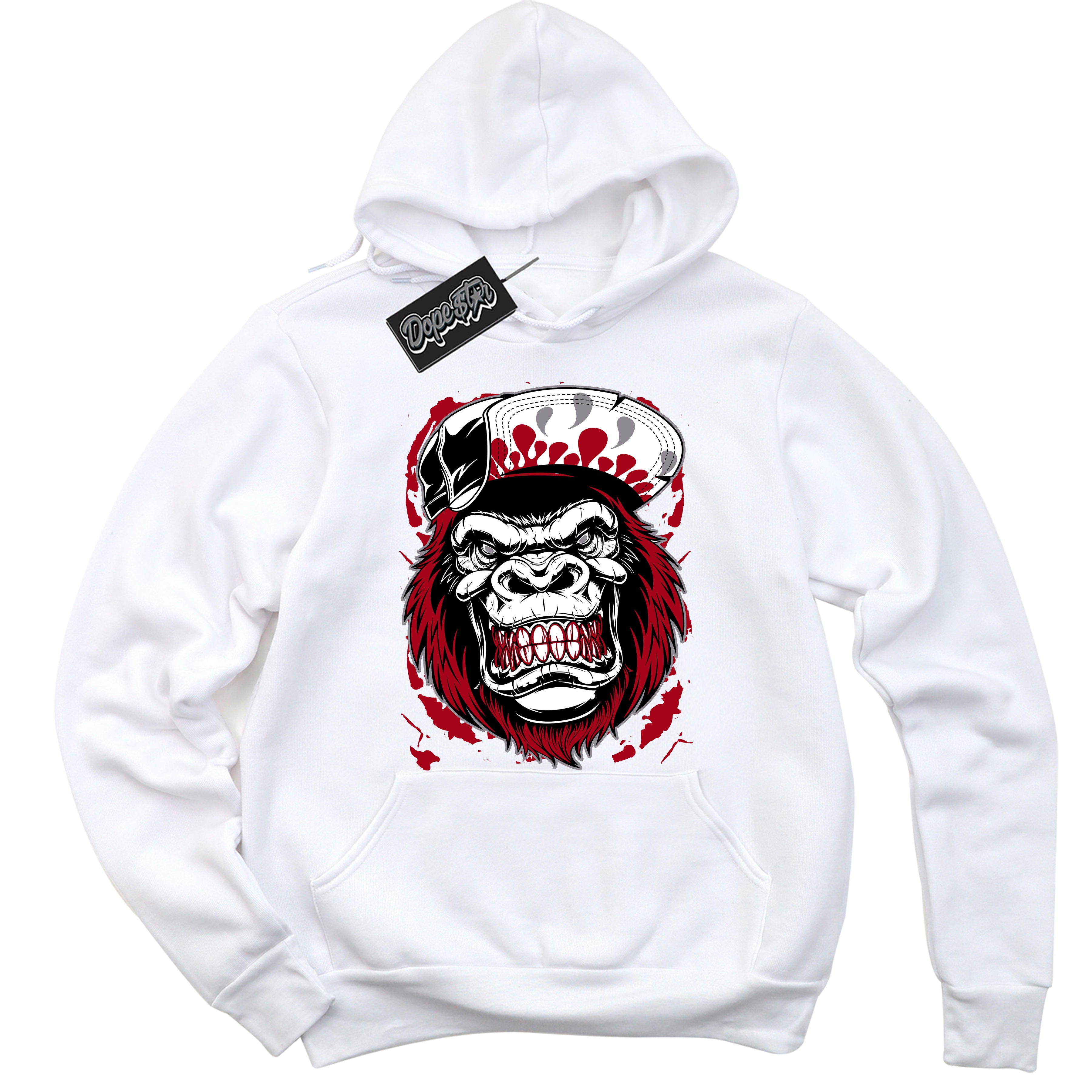 Cool White Hoodie with “ Gorilla Beast ”  design that Perfectly Matches Bred Reimagined 4s Jordans.