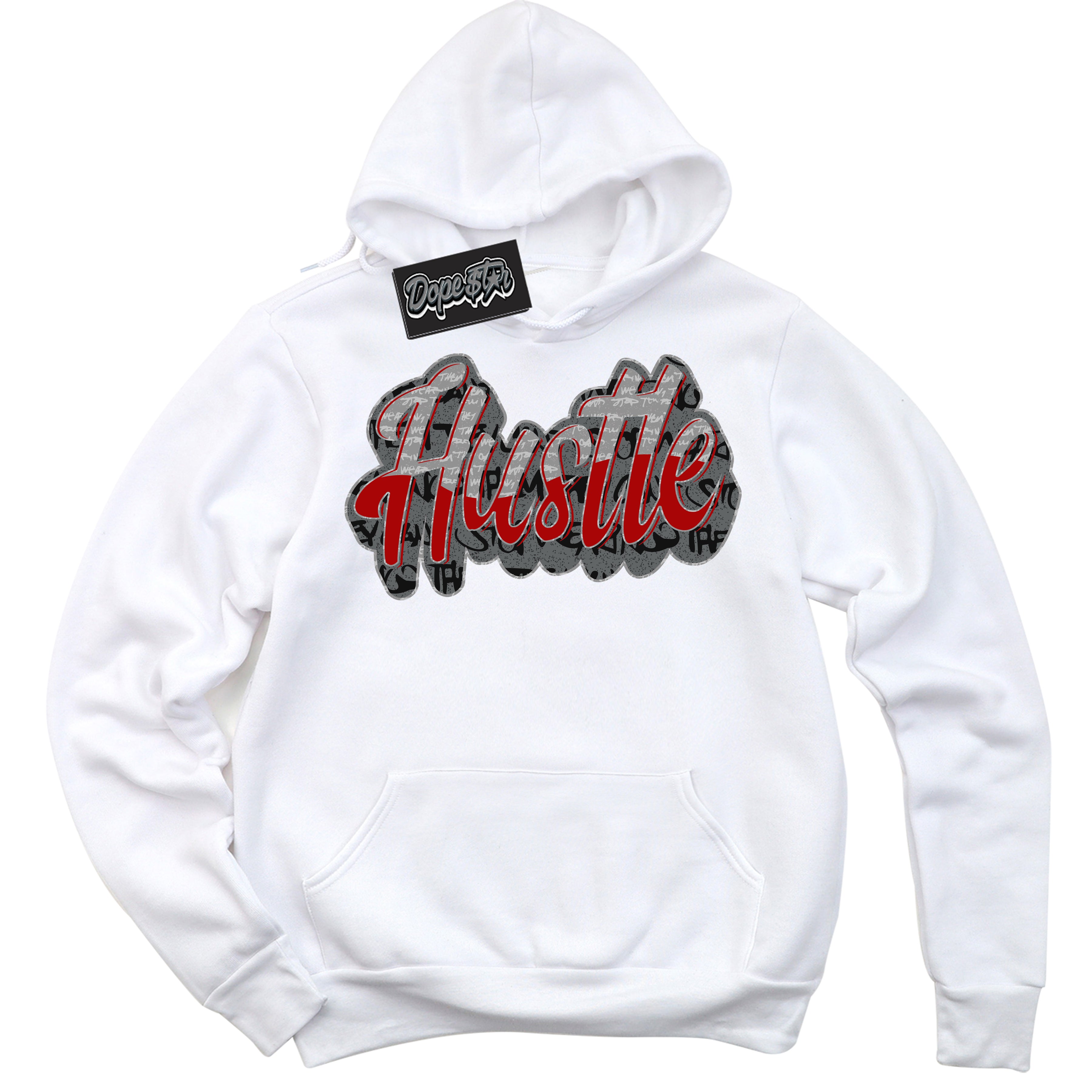 Cool White Hoodie with “ Hustle ”  design that Perfectly Matches Rebellionaire 1s Sneakers.