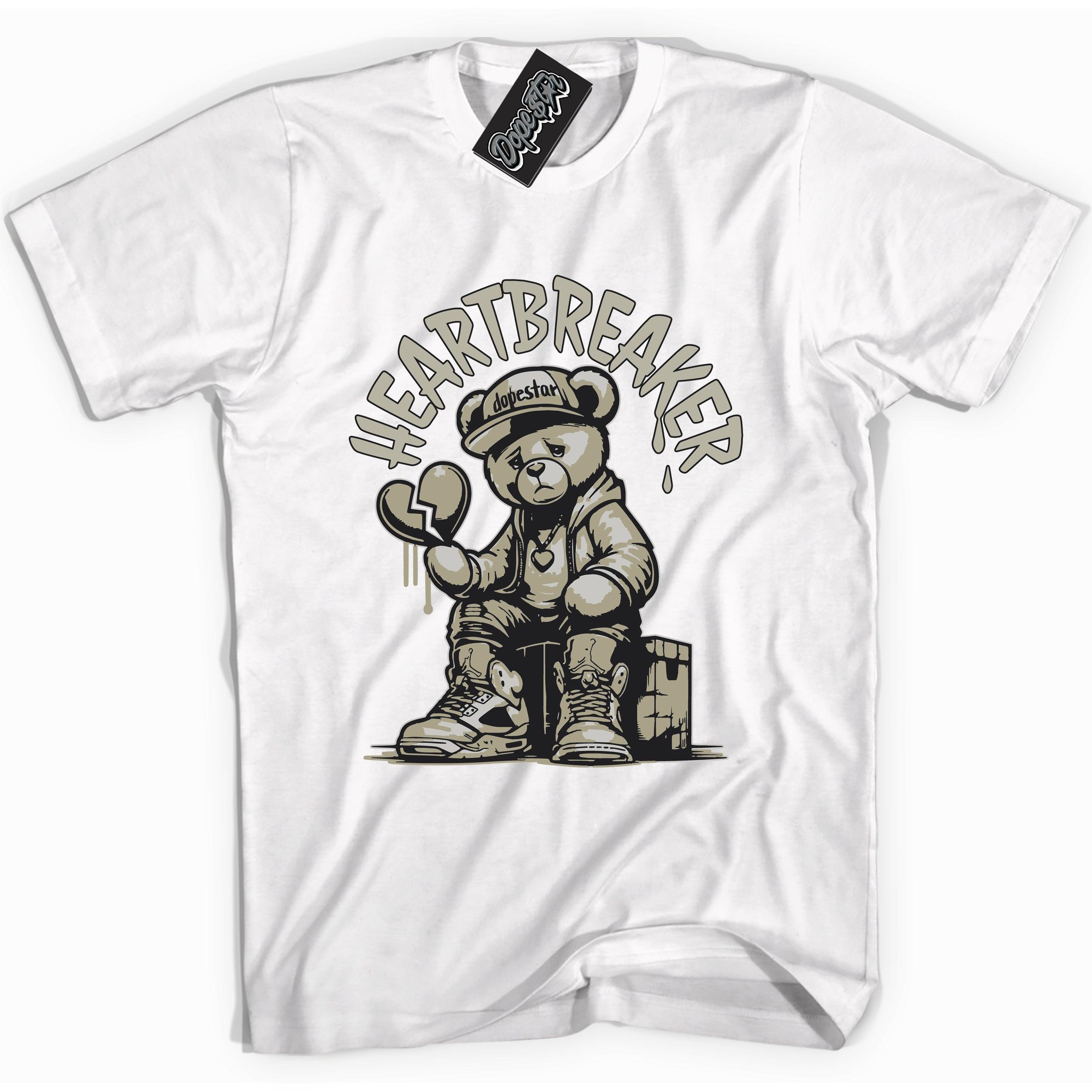 Cool White Shirt With Heartbreaker Bear design That Perfectly Matches ADIDAS YEEZY BOOST 350 V2 SLATE Sneakers.