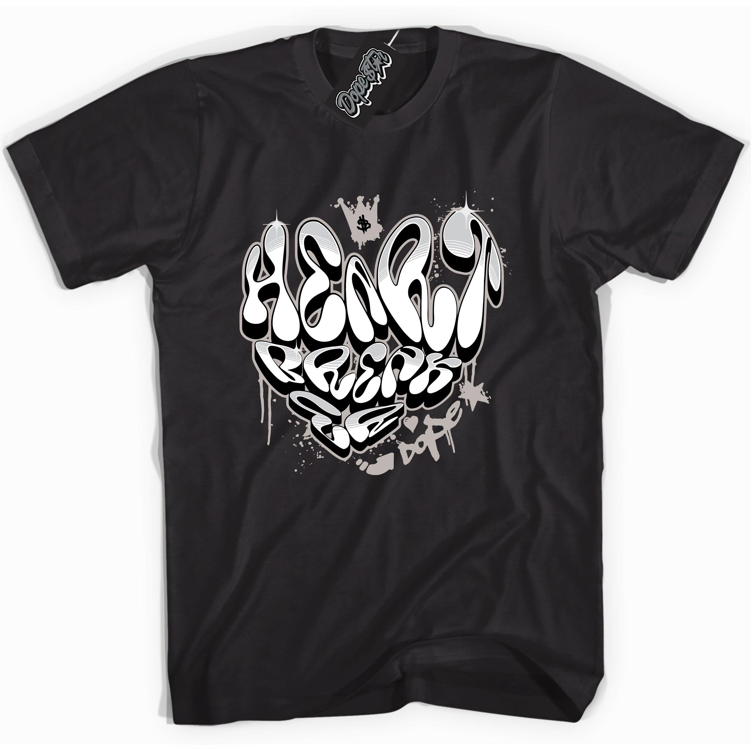 Cool Black Shirt With Heartbreaker Graffiti design That Perfectly Matches AIR JORDAN 4 RETRO MILITARY BLACK Sneakers.