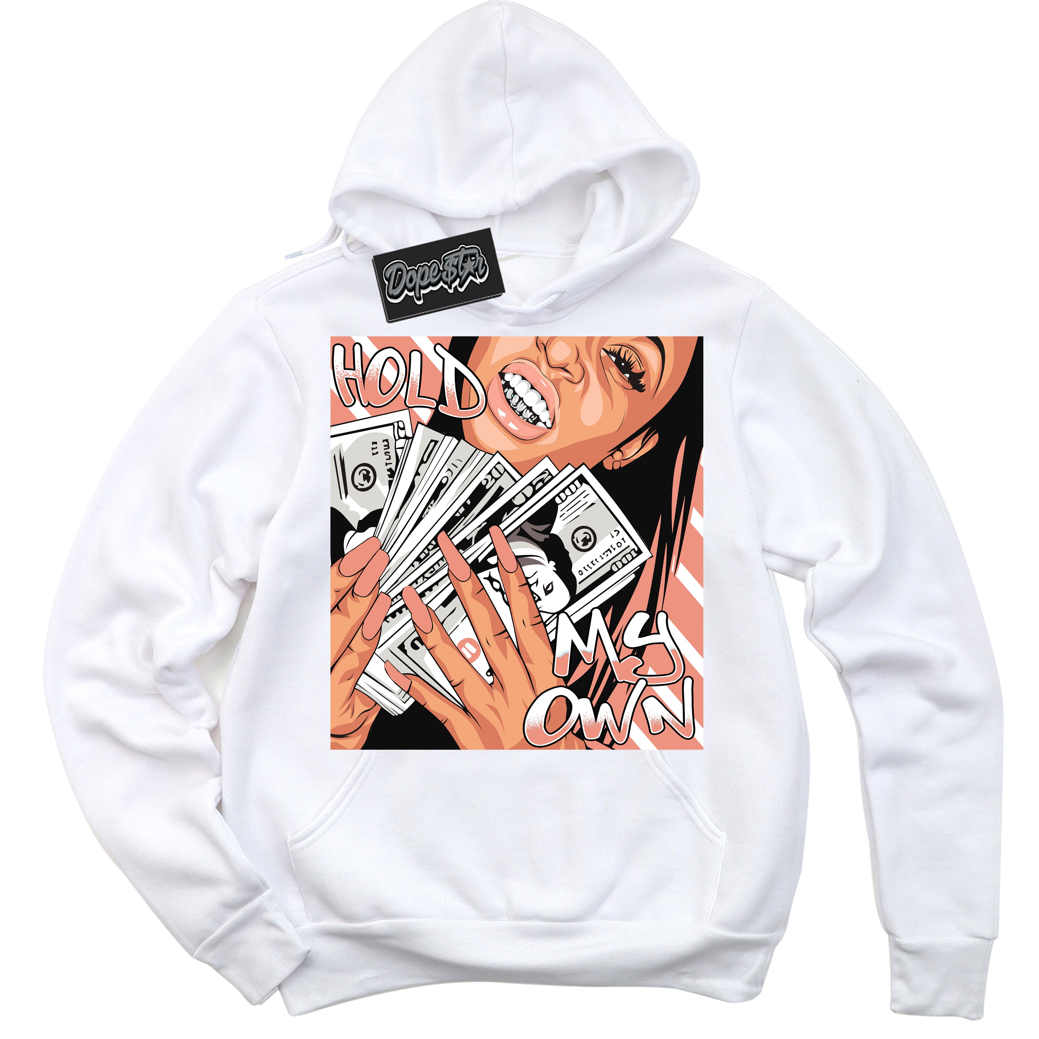 Dunk Low Light Wild Mango 'Hold My Own' Hoodie – White Streetwear Sweatshirt | Sneaker Matching Hoodie for Dunk Low Light Wild Mango | Urban Fashion for Hold My Own | Men's & Women's Streetwear Outfit by Sneaker Shirts Outlet.