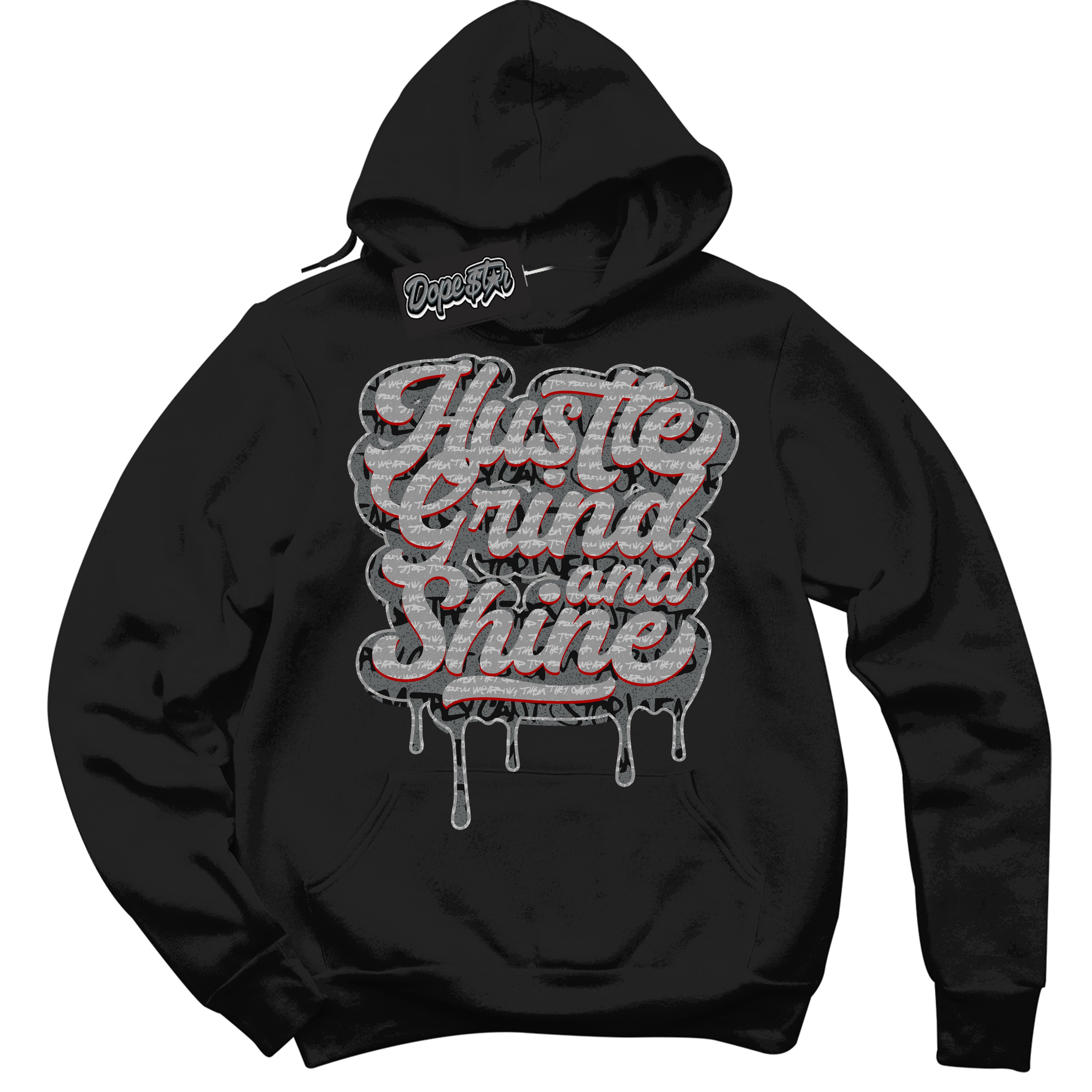 Cool Black Hoodie with “ Hustle Grind And Shine ”  design that Perfectly Matches Rebellionaire 1s Sneakers.