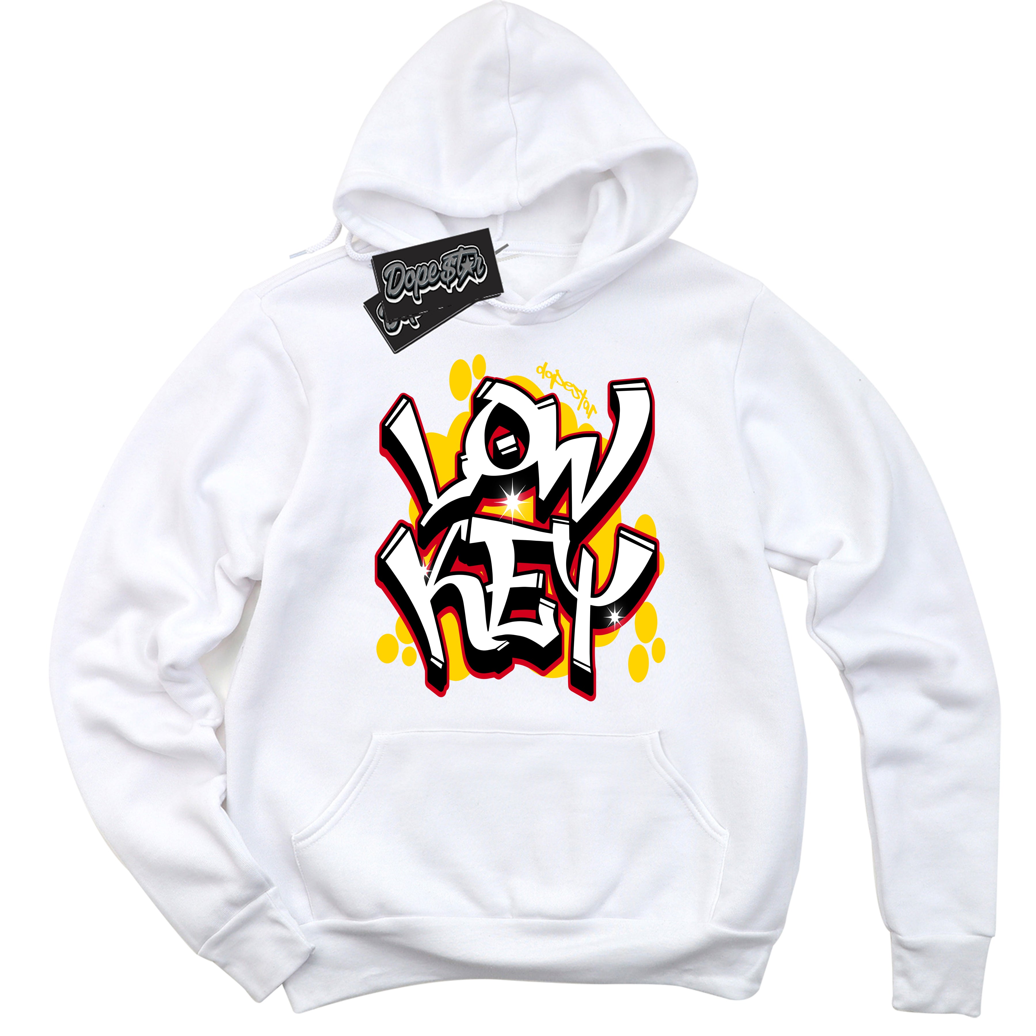 White “Low Key” Hoodie by Dope Star Brand®, styled to match Quai 54 1s sneakers