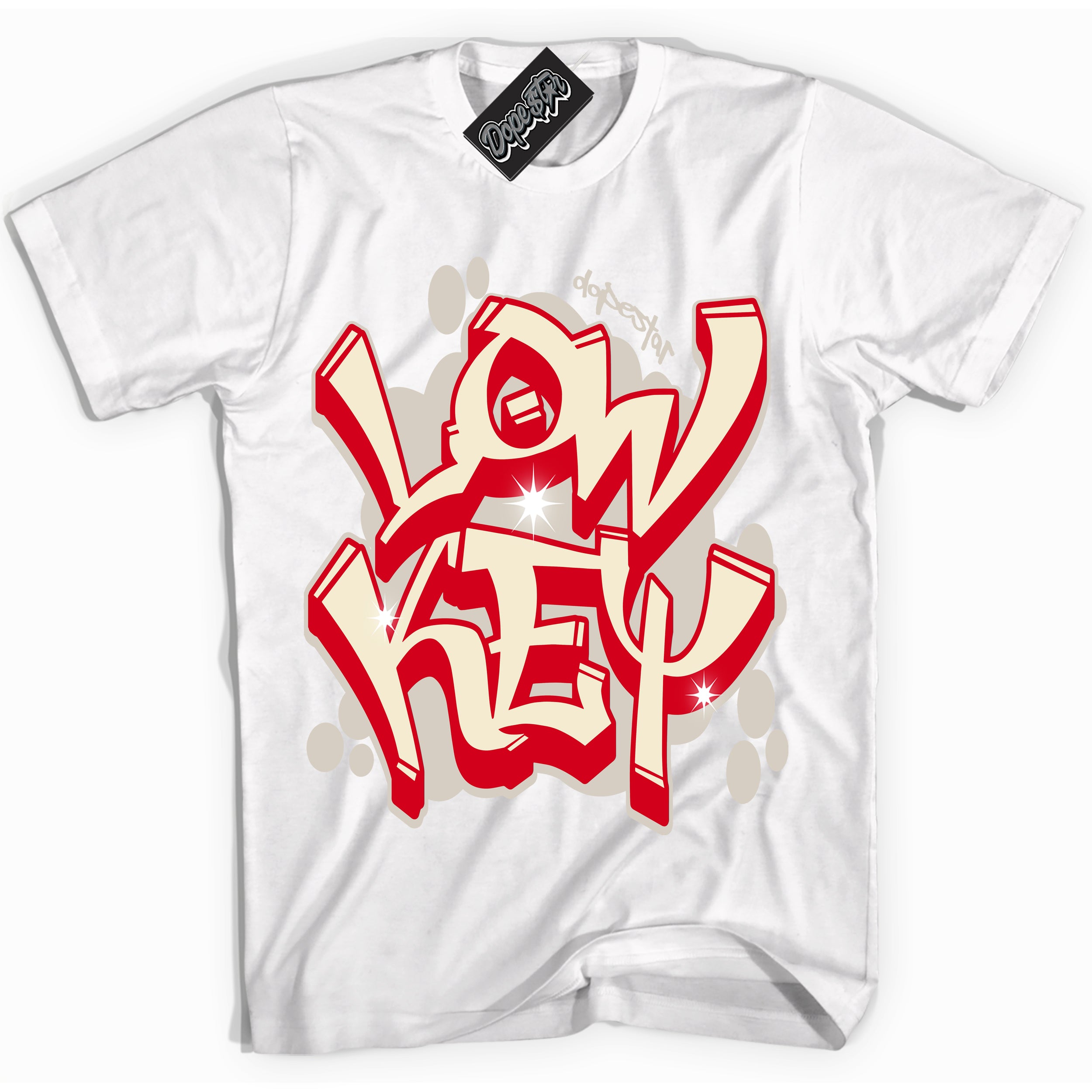 White “Low Key” T-shirt by Dope Star Brand®, styled to match Phantom 1s sneakers