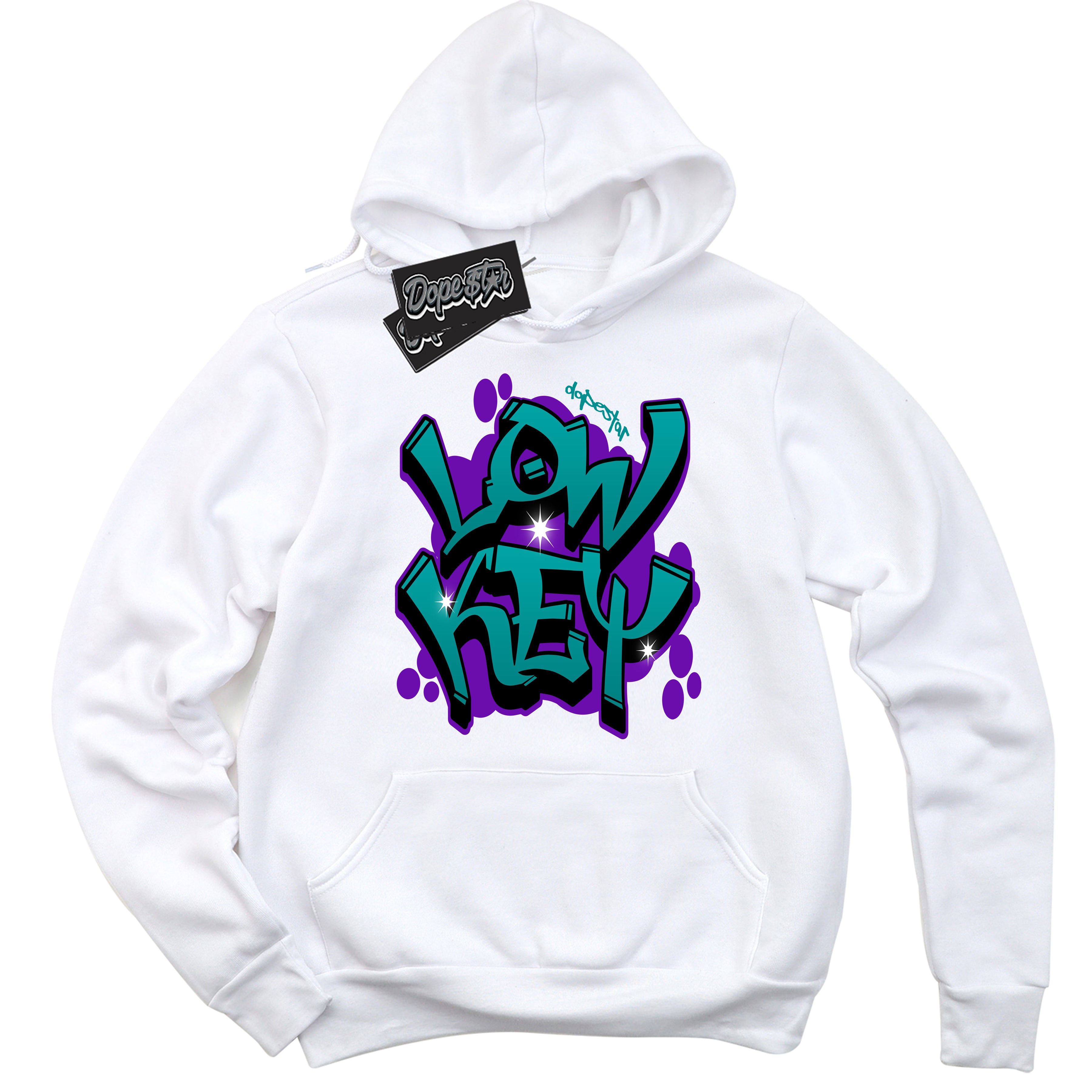 White “Low Key” Hoodie by Dope Star Brand®, styled to match Wizard Dunk sneakers