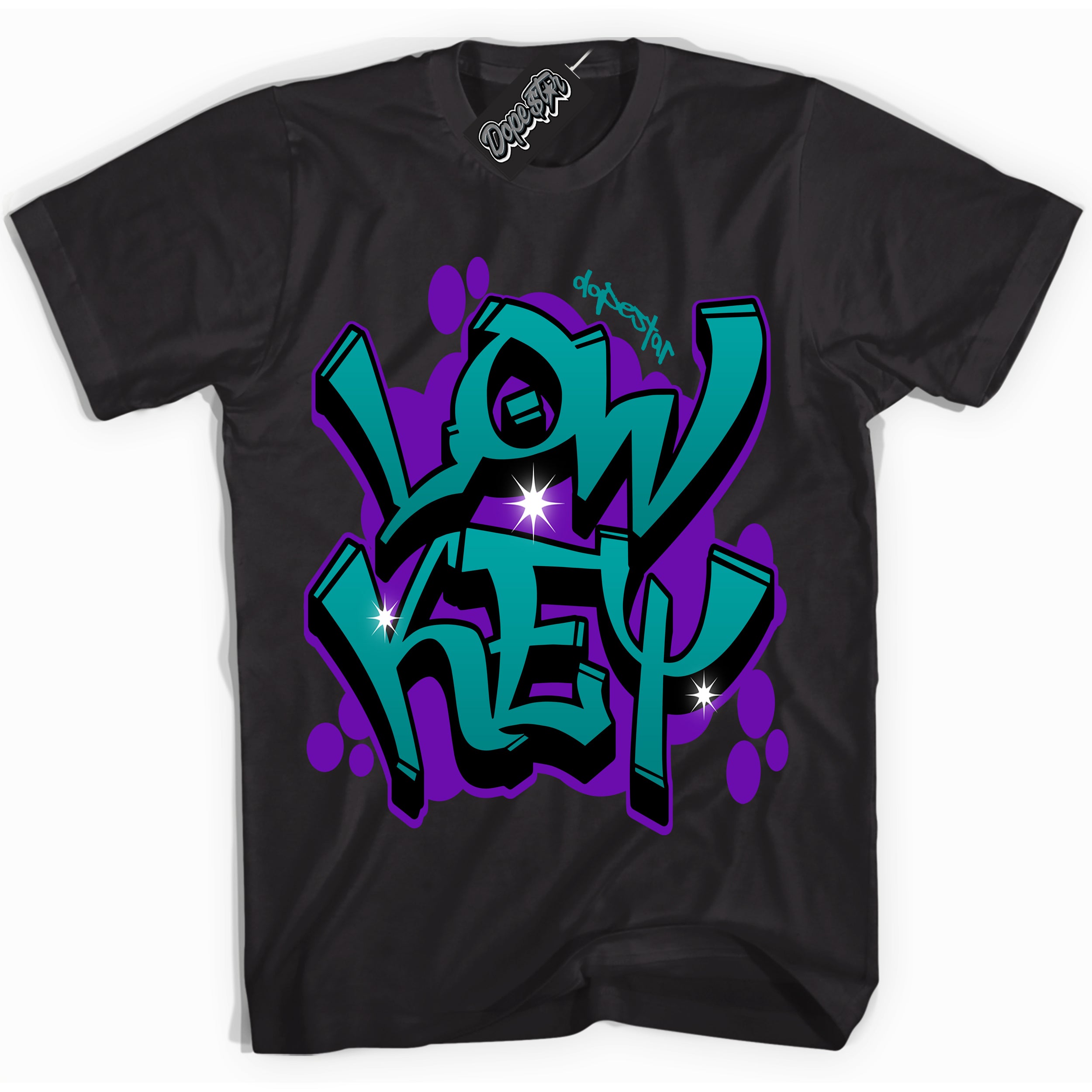 Black “Low Key” T-shirt by Dope Star Brand®, styled to match Wizard Dunk sneakers