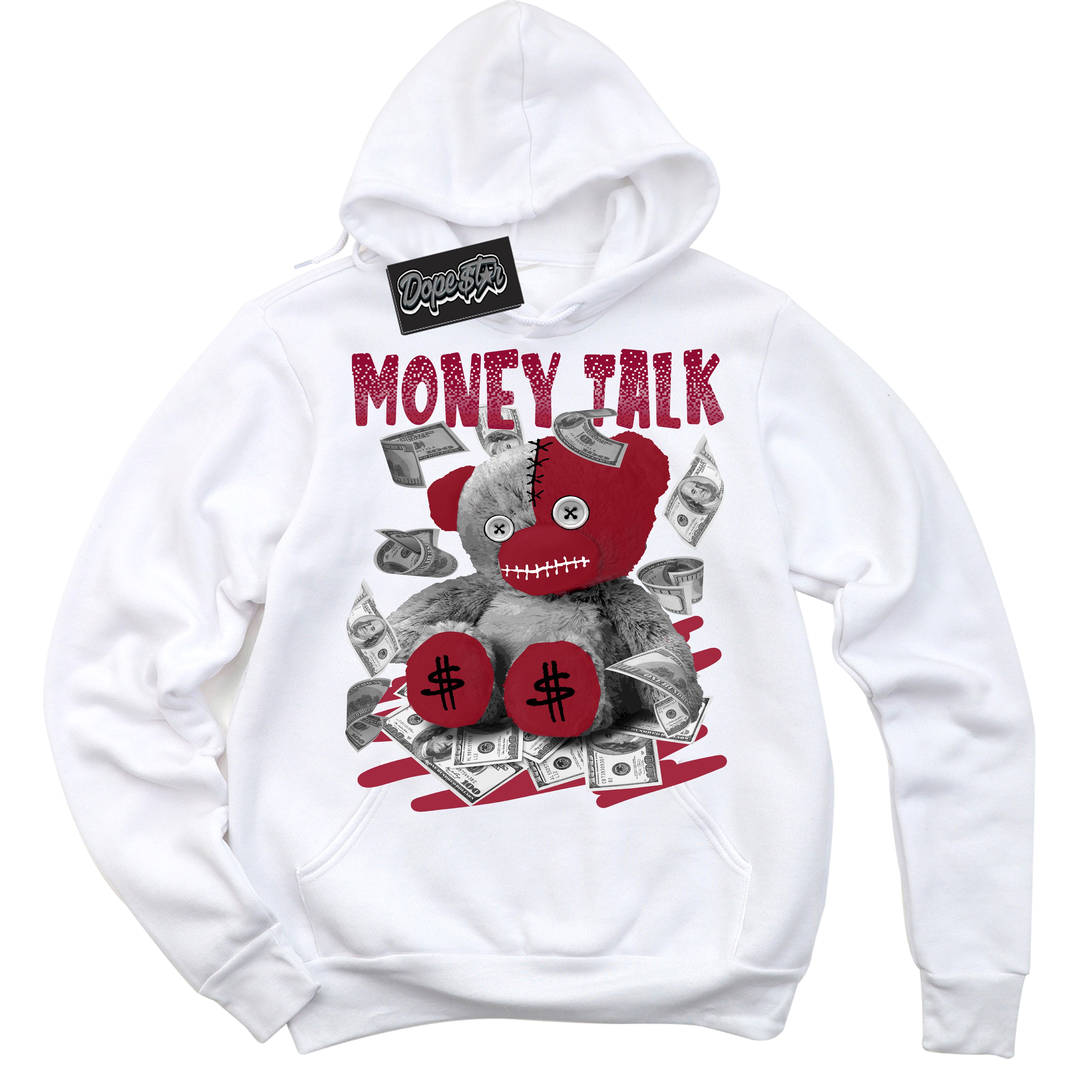 Cool White Hoodie With “ Money Talk Bear “ Design That Perfectly Matches Lost And Found 1s Sneakers.