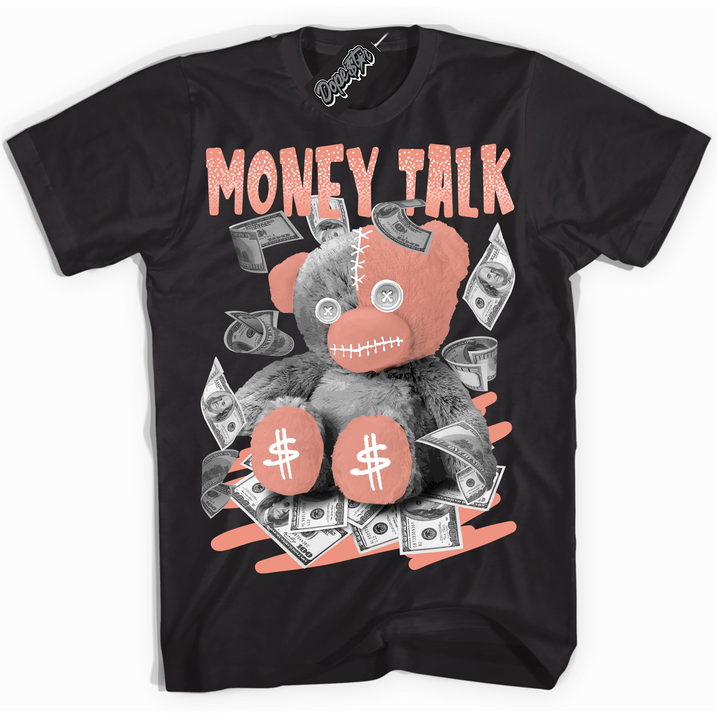 Dunk Low Light Wild Mango 'Money Talk Bear' Shirt – Black Streetwear T-Shirt | Sneaker Matching Tee for Dunk Low Light Wild Mango | Urban Fashion for Money Talk Bear | Men's & Women's Streetwear Outfit by Sneaker Shirts Outlet.