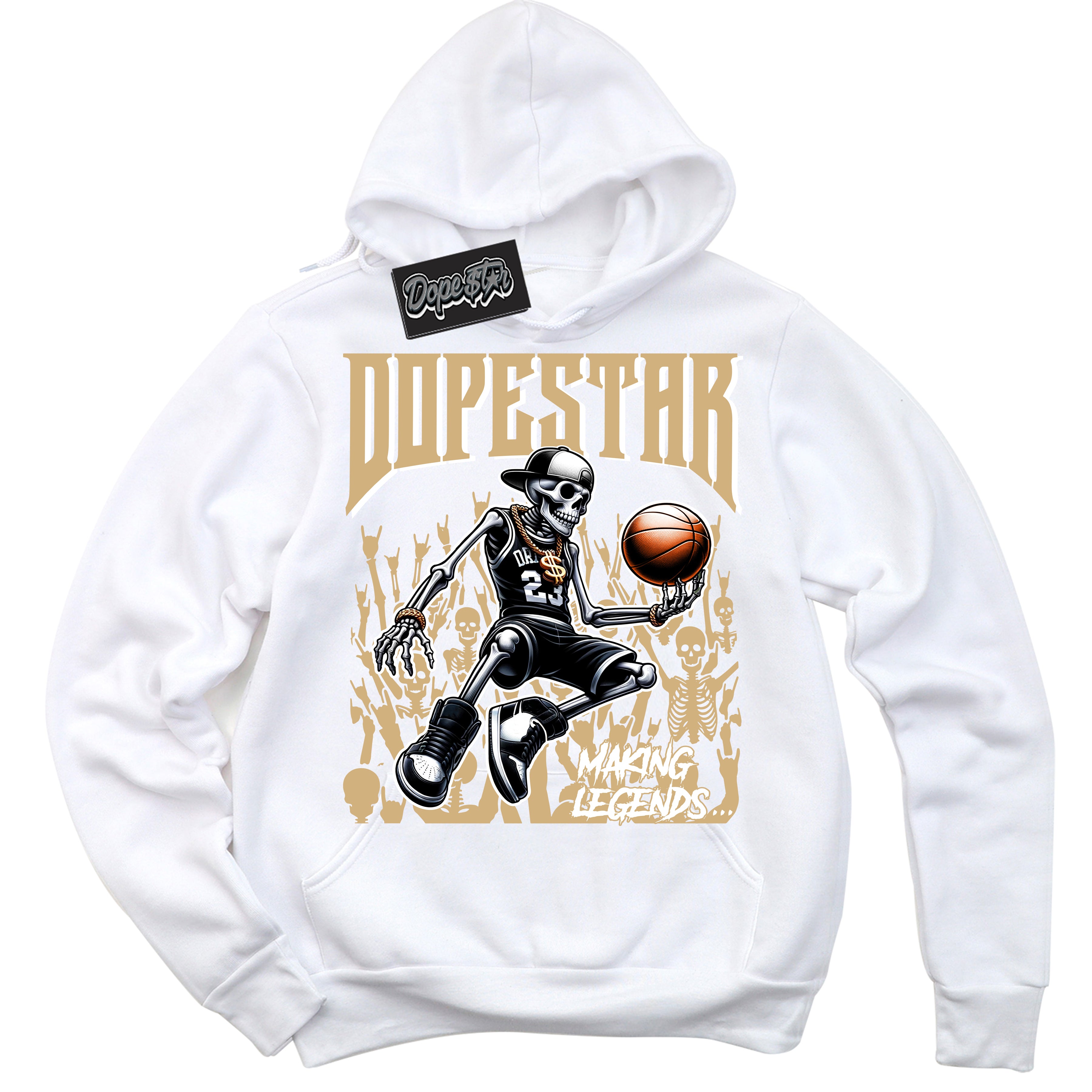 Jordan MVP White Metallic Gold ‘Making Legends’ – White Streetwear Hoodie | Sneaker Matching sweatshirt for Jordan MVP White Metallic Gold | Men's and Women's Streetwear Graphic Hoodie by Sneaker Shirts Outlet