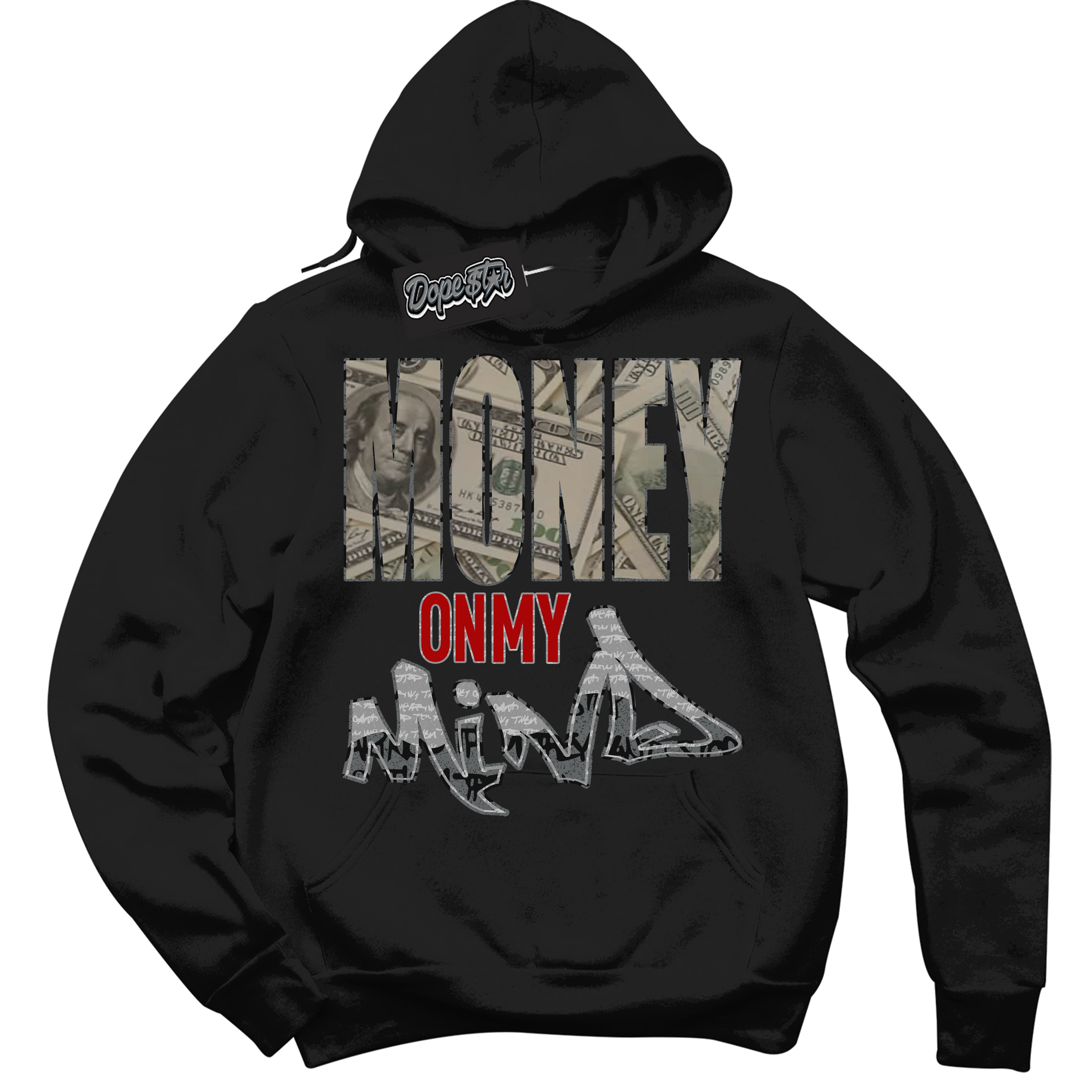 Cool Black Hoodie with “ Money On My Mind ”  design that Perfectly Matches Rebellionaire 1s Sneakers.