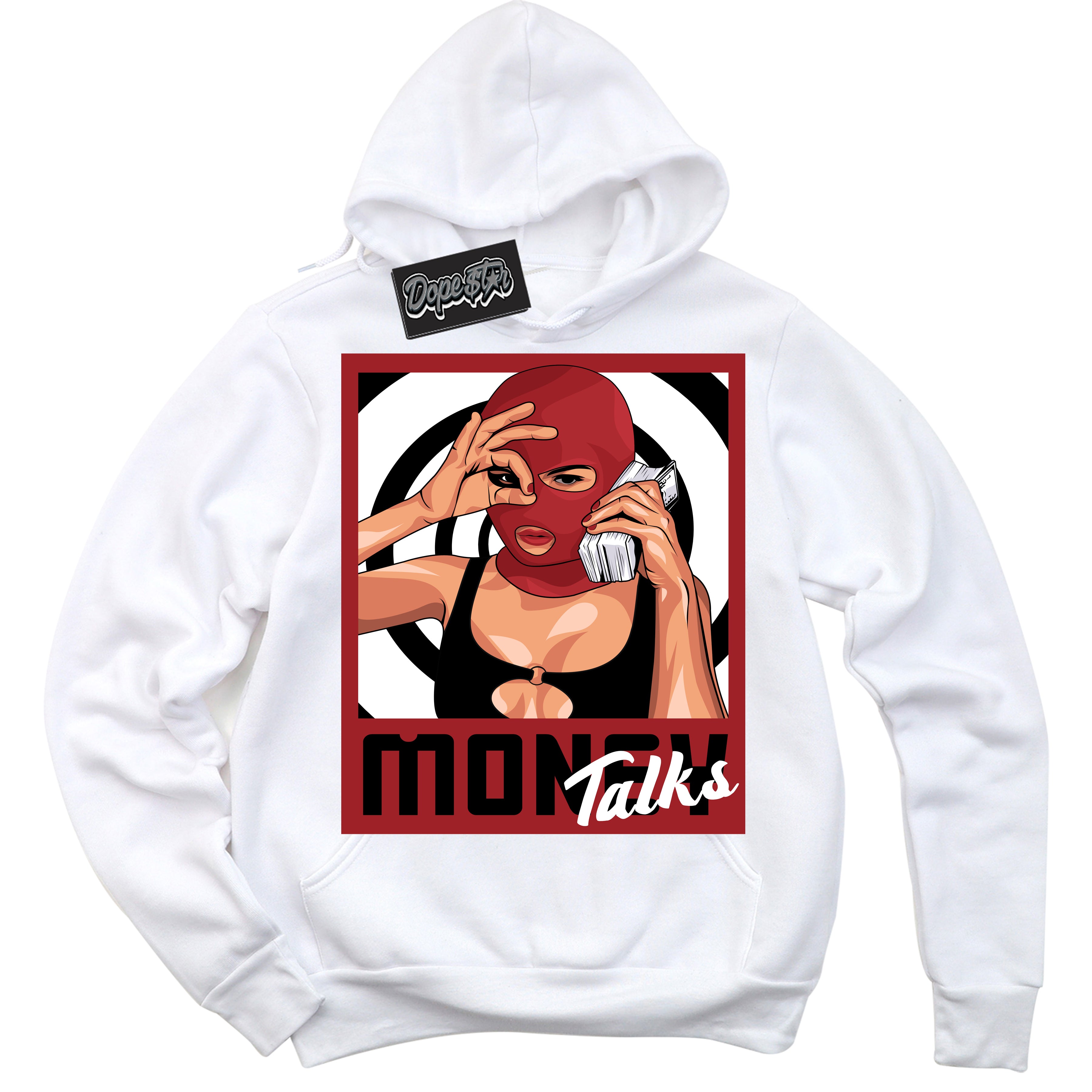 Cool White Hoodie With “ Money Talks “ Design That Perfectly Matches Lost And Found 1s Sneakers.