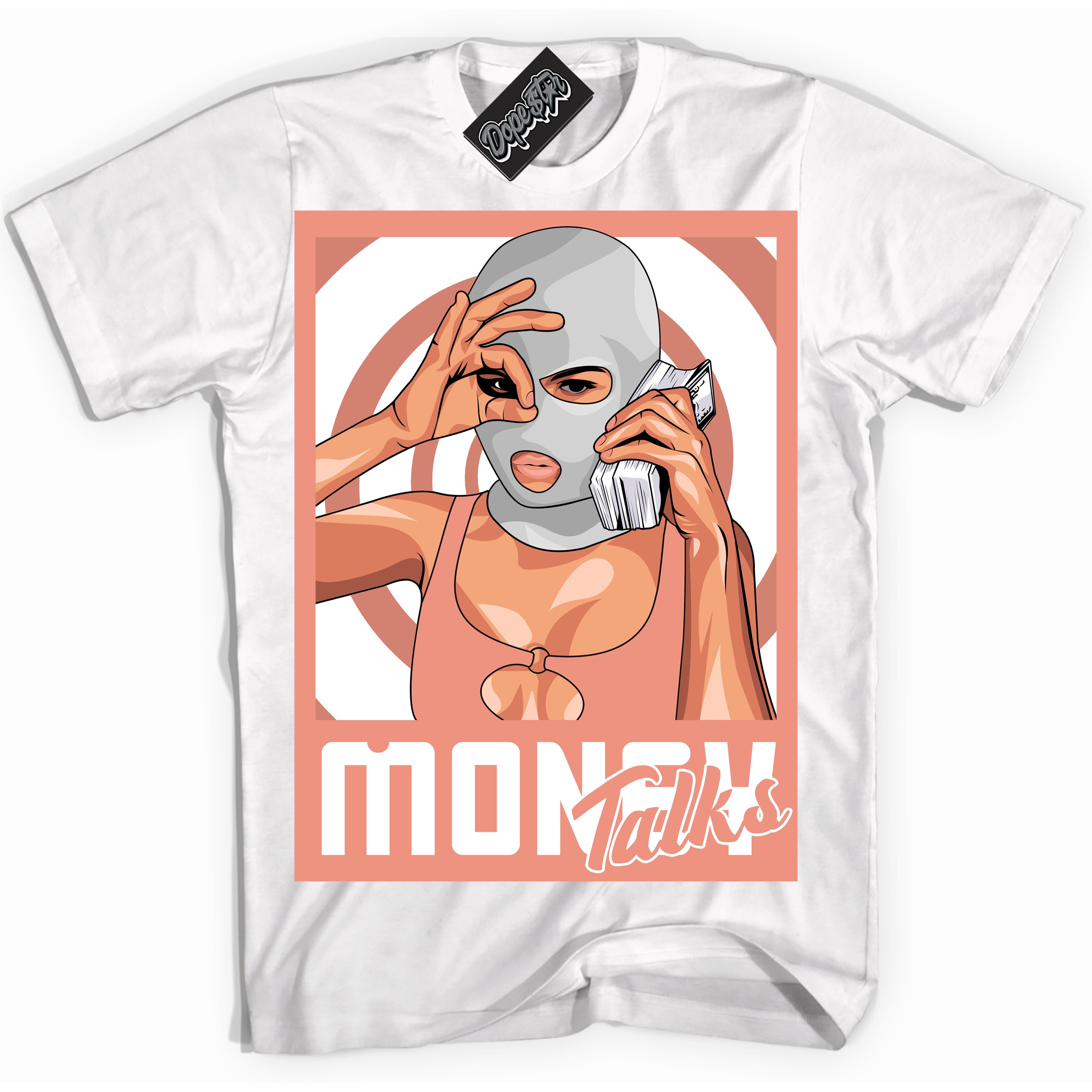 Dunk Low Light Wild Mango 'Money Talks' Shirt – White Streetwear T-Shirt | Sneaker Matching Tee for Dunk Low Light Wild Mango | Urban Fashion for Money Talks | Men's & Women's Streetwear Outfit by Sneaker Shirts Outlet.