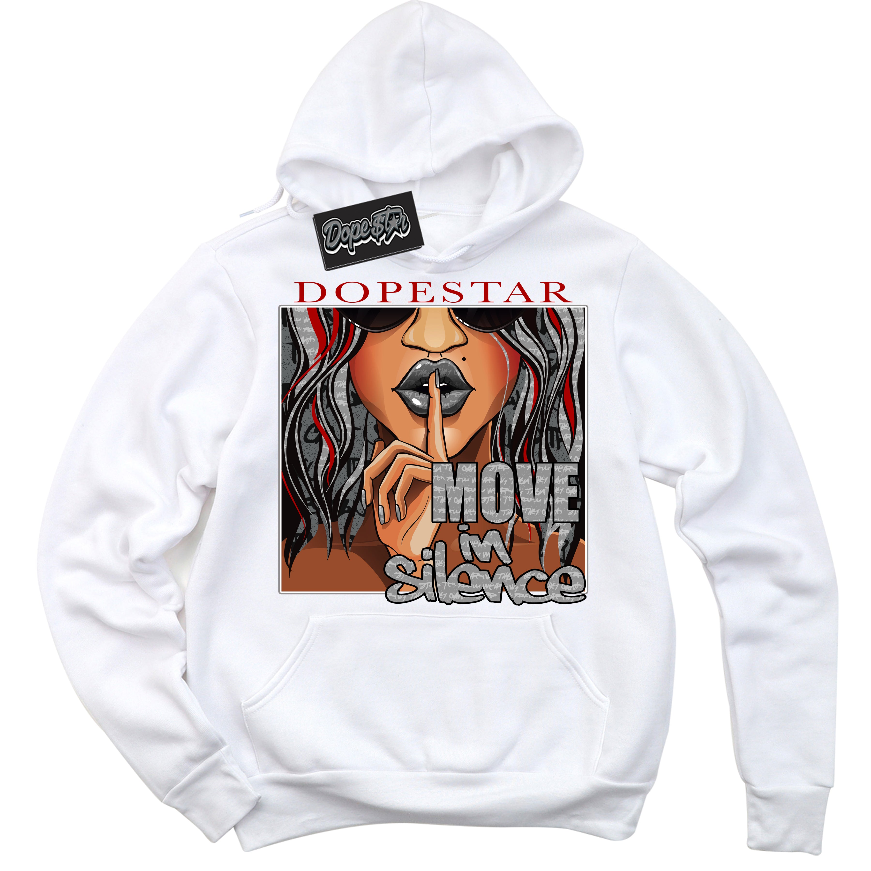 Cool White Hoodie with “ Move In Silence ”  design that Perfectly Matches Rebellionaire 1s Sneakers.