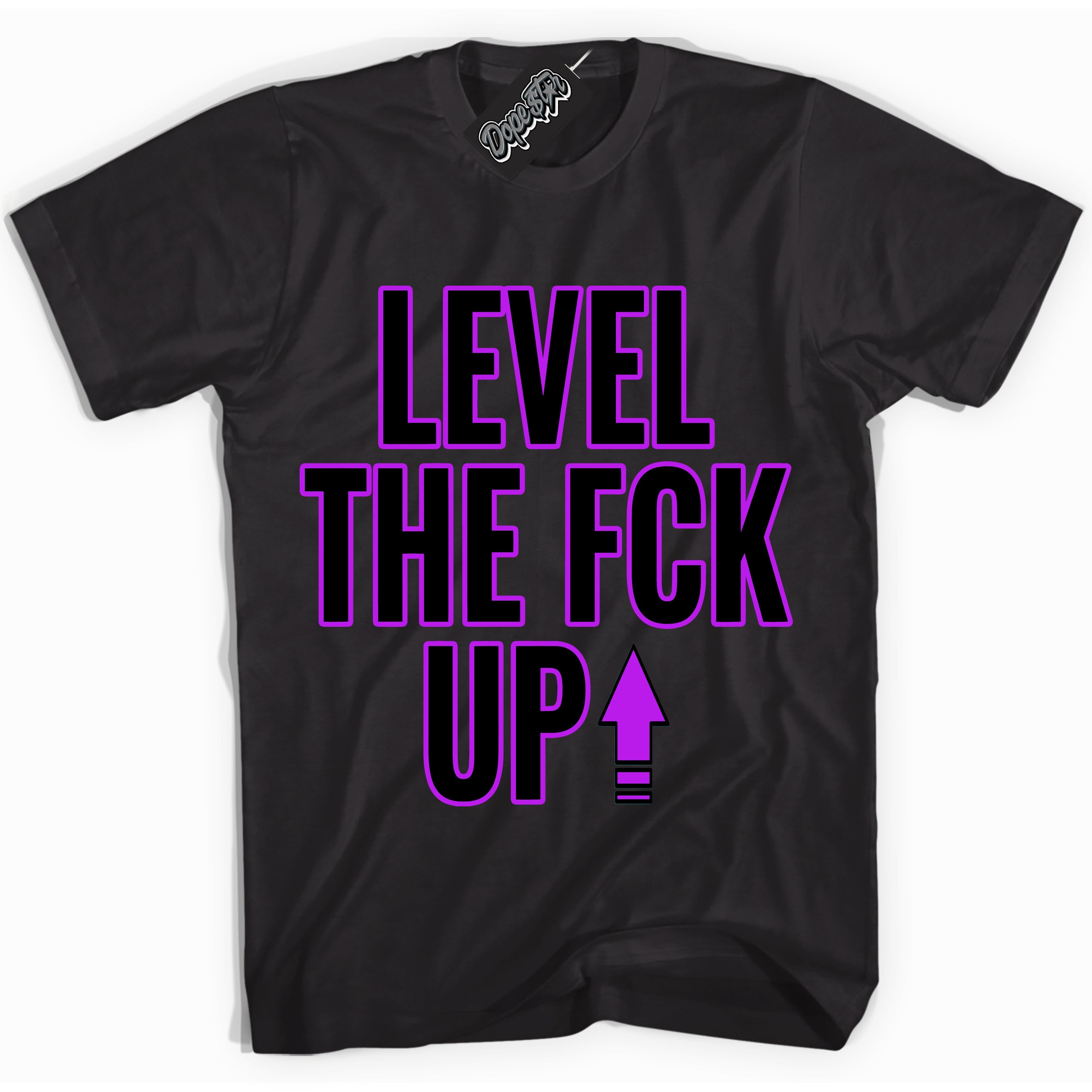 Cool Black Shirt with “ Level The Fck Up” design that perfectly matches RTKT Genesis Dunk Sneakers.