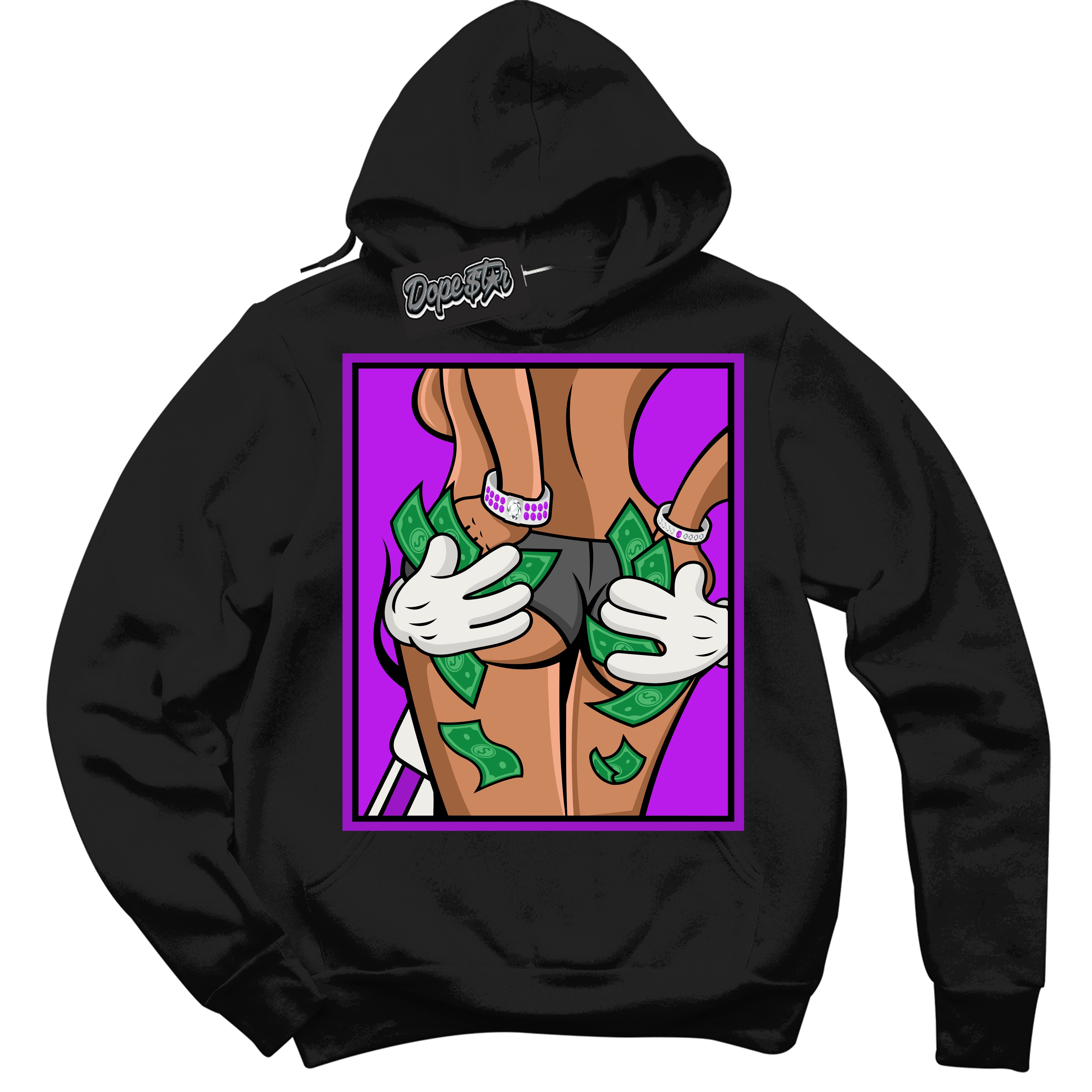 Cool Black Hoodie with “ Money Hands ”  design that Perfectly Matches RTKT Genesis Dunk Sneakers.