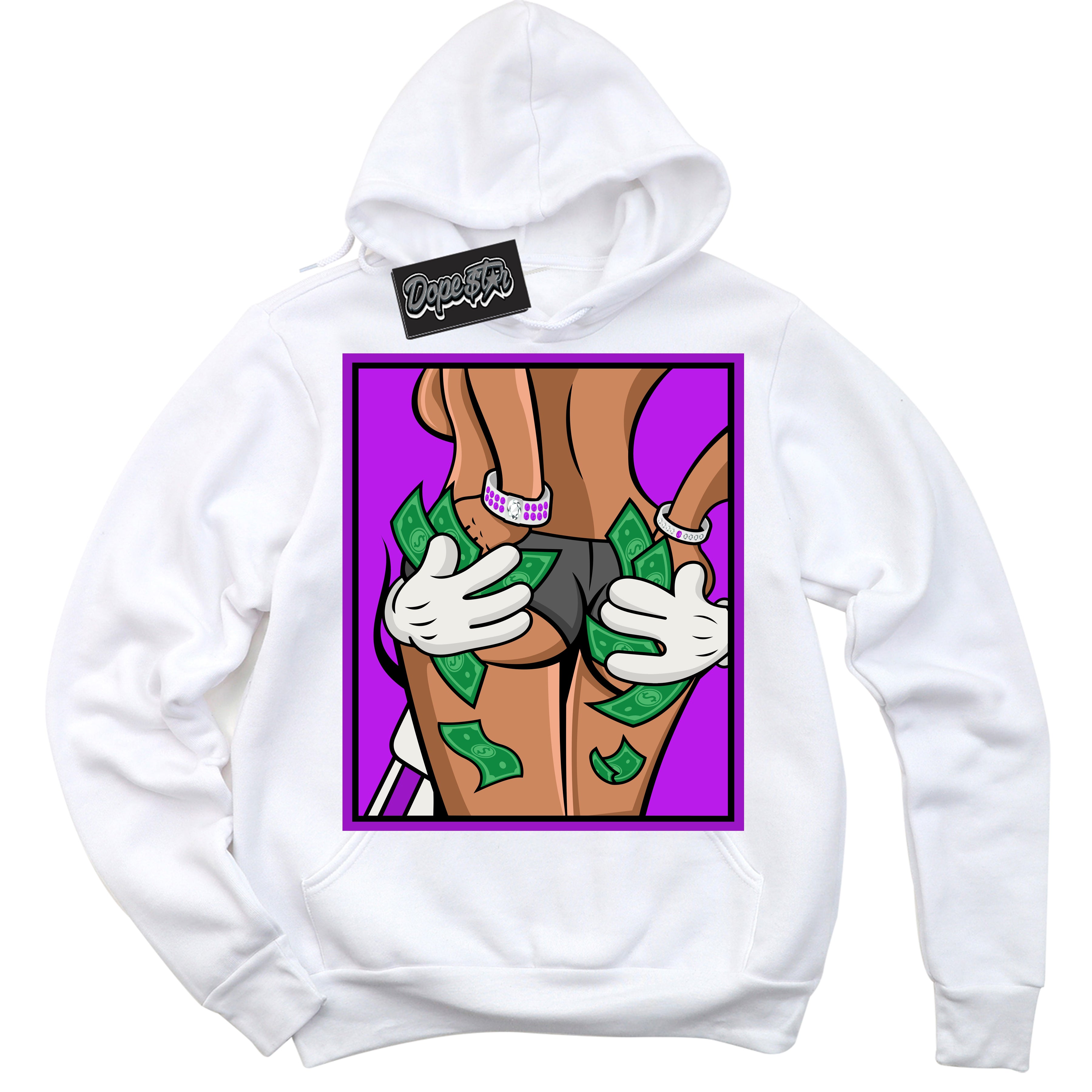 Cool White Hoodie with “ Money Hands ”  design that Perfectly Matches RTKT Genesis Dunk Sneakers.