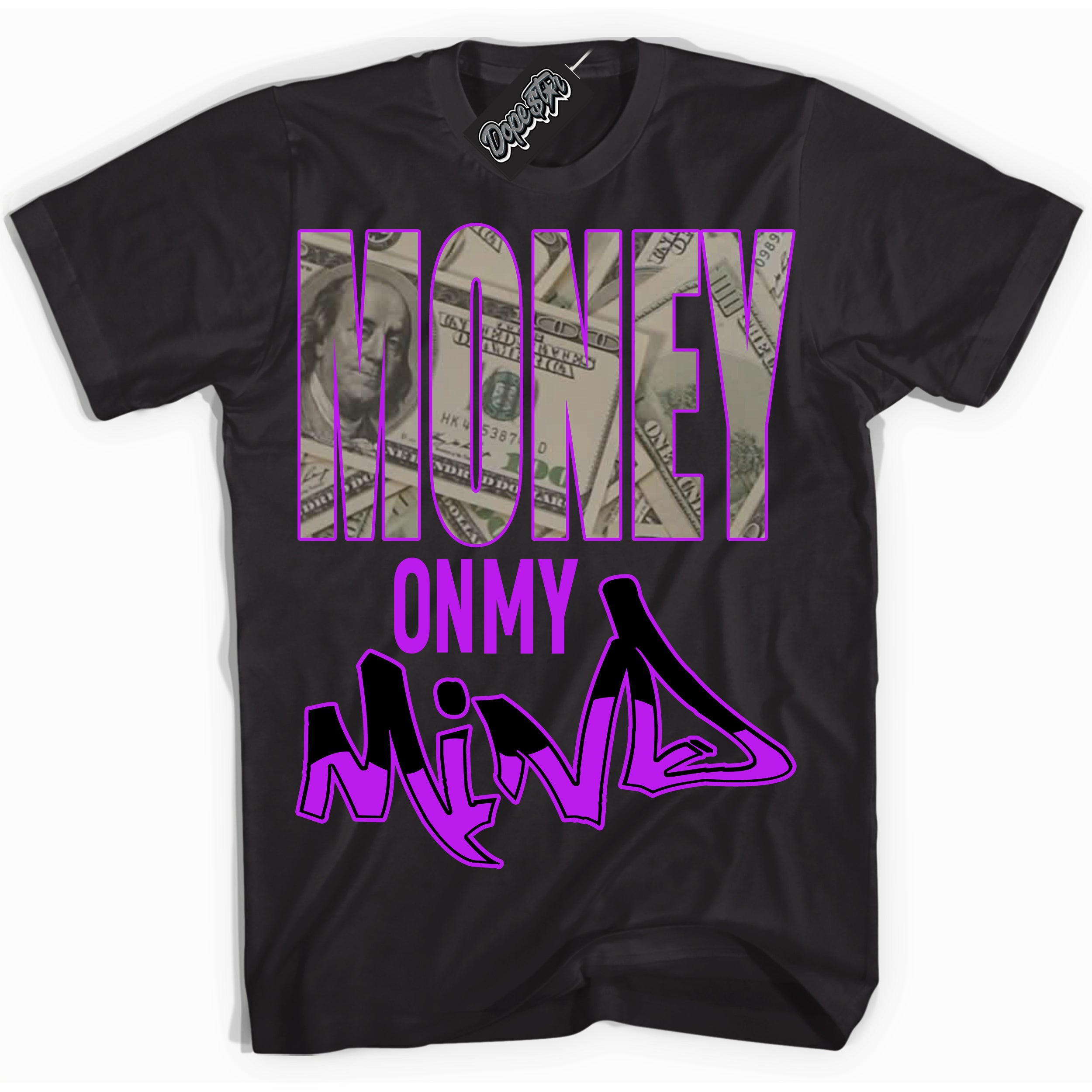 Cool Black Shirt with “ Money On My Mind” design that perfectly matches RTKT Genesis Dunk Sneakers.