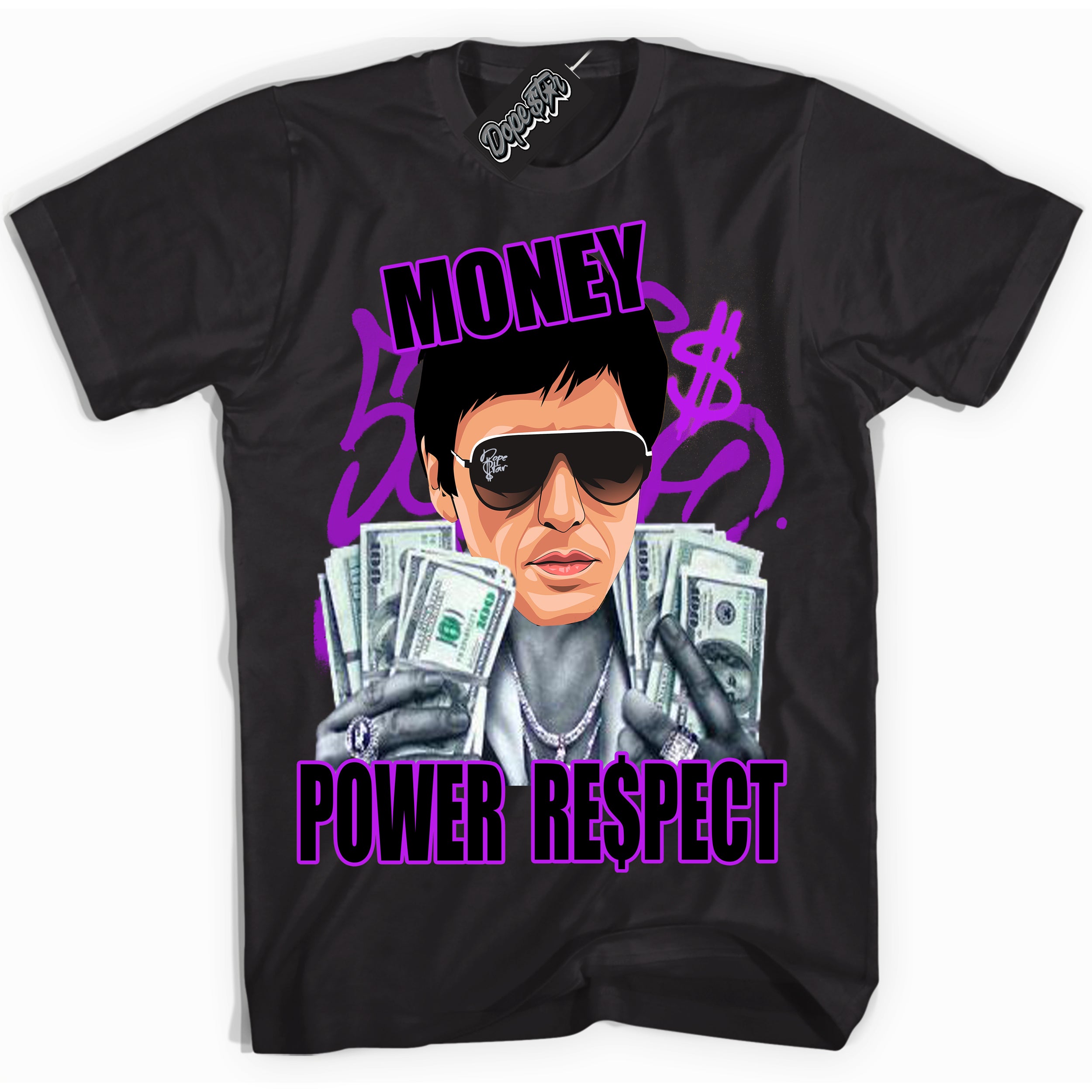 Cool Black Shirt with “ Tony Montana” design that perfectly matches RTKT Genesis Dunk Sneakers.