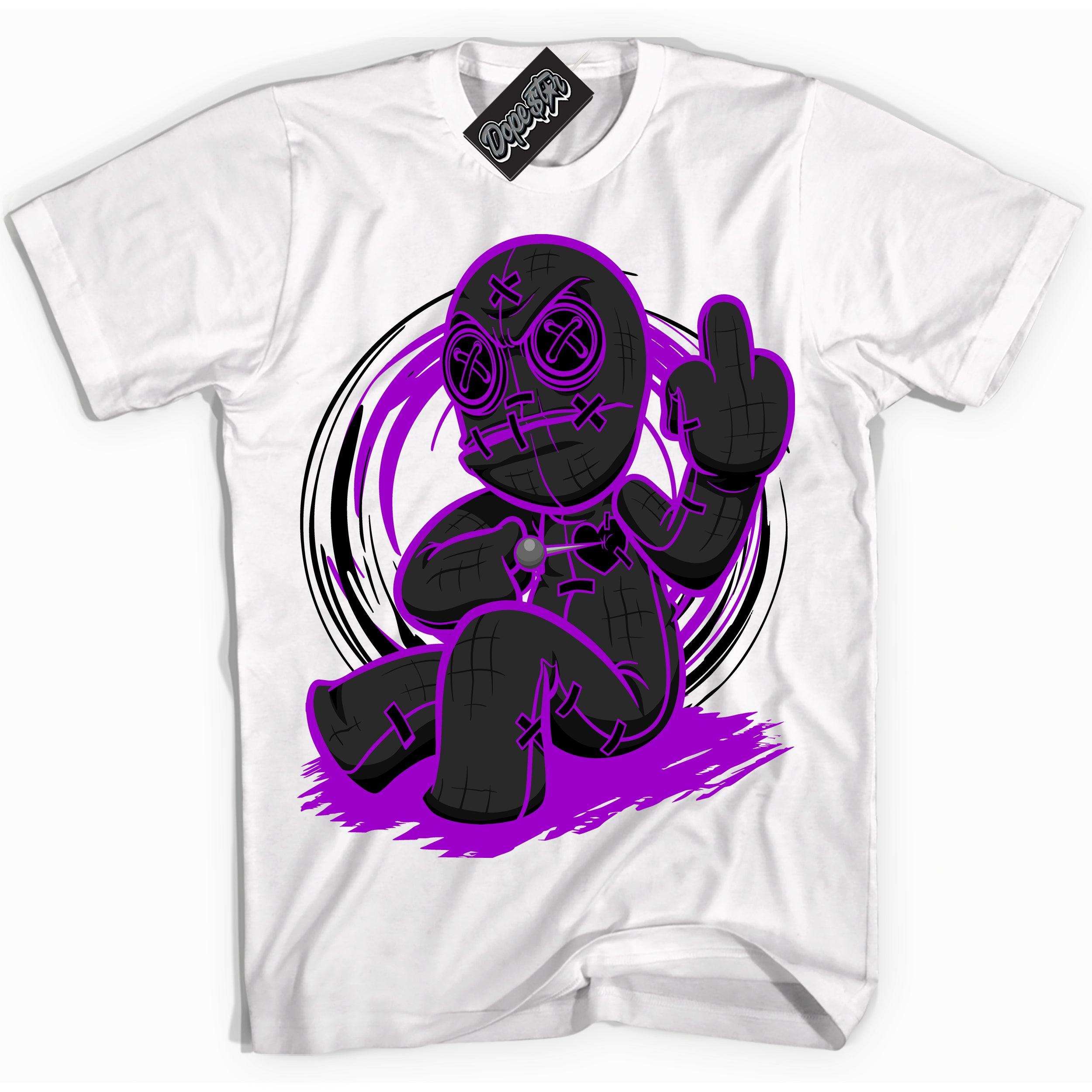 Cool White Shirt with “ VooDoo Doll” design that perfectly matches RTKT Genesis Dunk Sneakers.