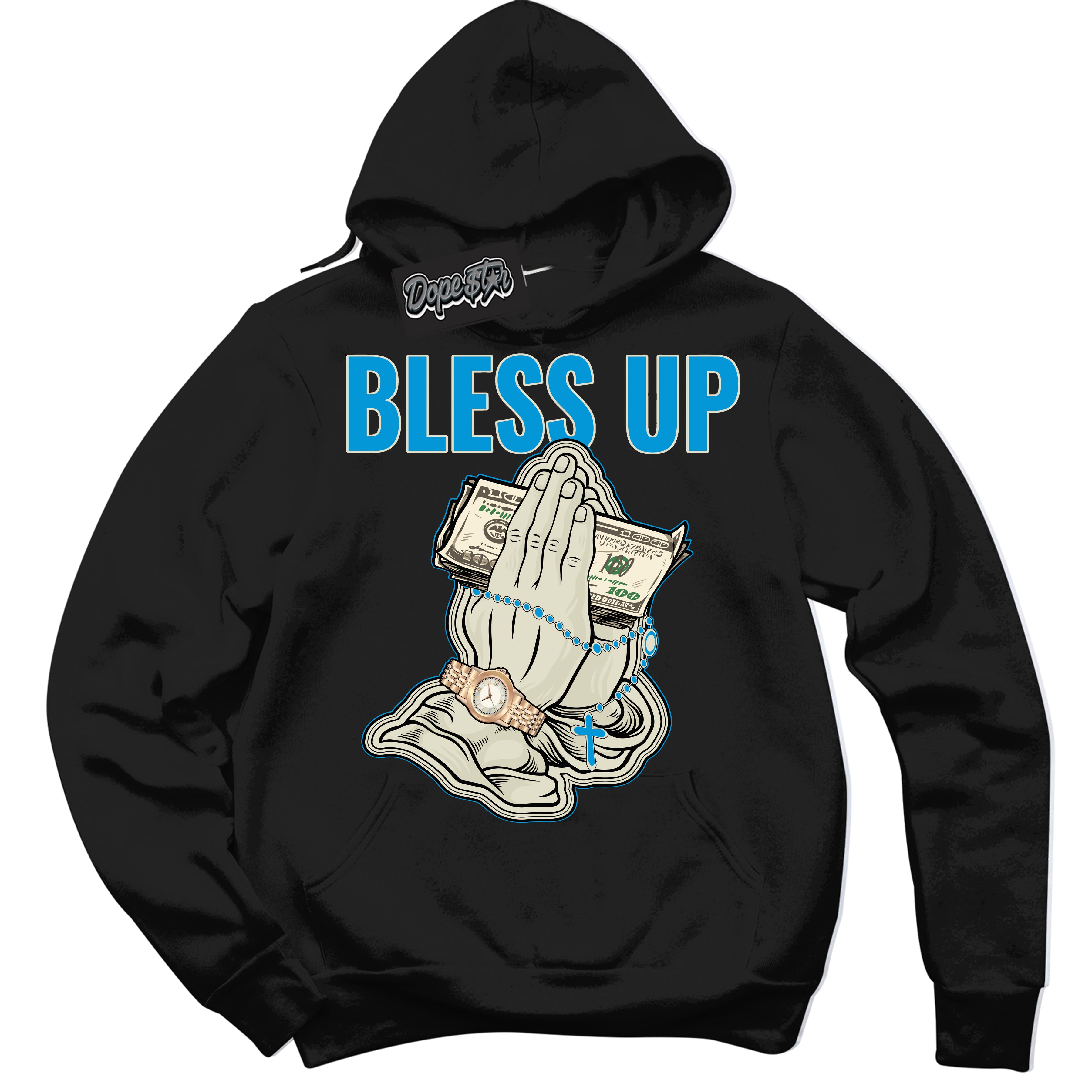 Dunk High Next Nature Light Khaki Star Blue 'Bless Up' Hoodie – Black Streetwear Sweatshirt | Sneaker Matching Hoodie for Dunk High Next Nature Light Khaki Star Blue | Urban Fashion for Bless Up | Men's & Women's Streetwear Outfit by Sneaker Shirts Outlet.