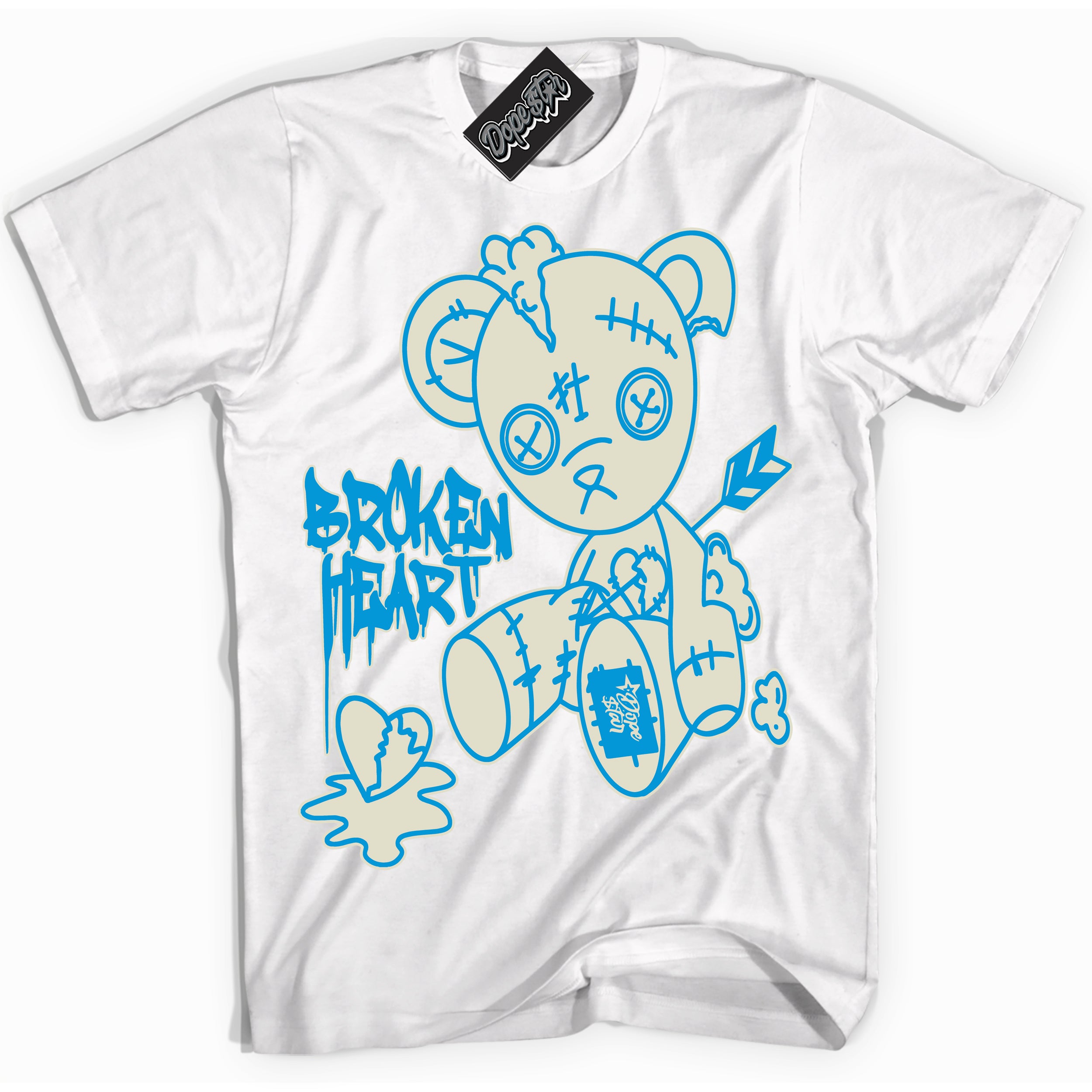 Dunk High Next Nature Light Khaki Star Blue 'Broken Heart Bear' Shirt – White Streetwear T-Shirt | Sneaker Matching Tee for Dunk High Next Nature Light Khaki Star Blue | Urban Fashion for Broken Heart Bear | Men's & Women's Streetwear Outfit by Sneaker Shirts Outlet.