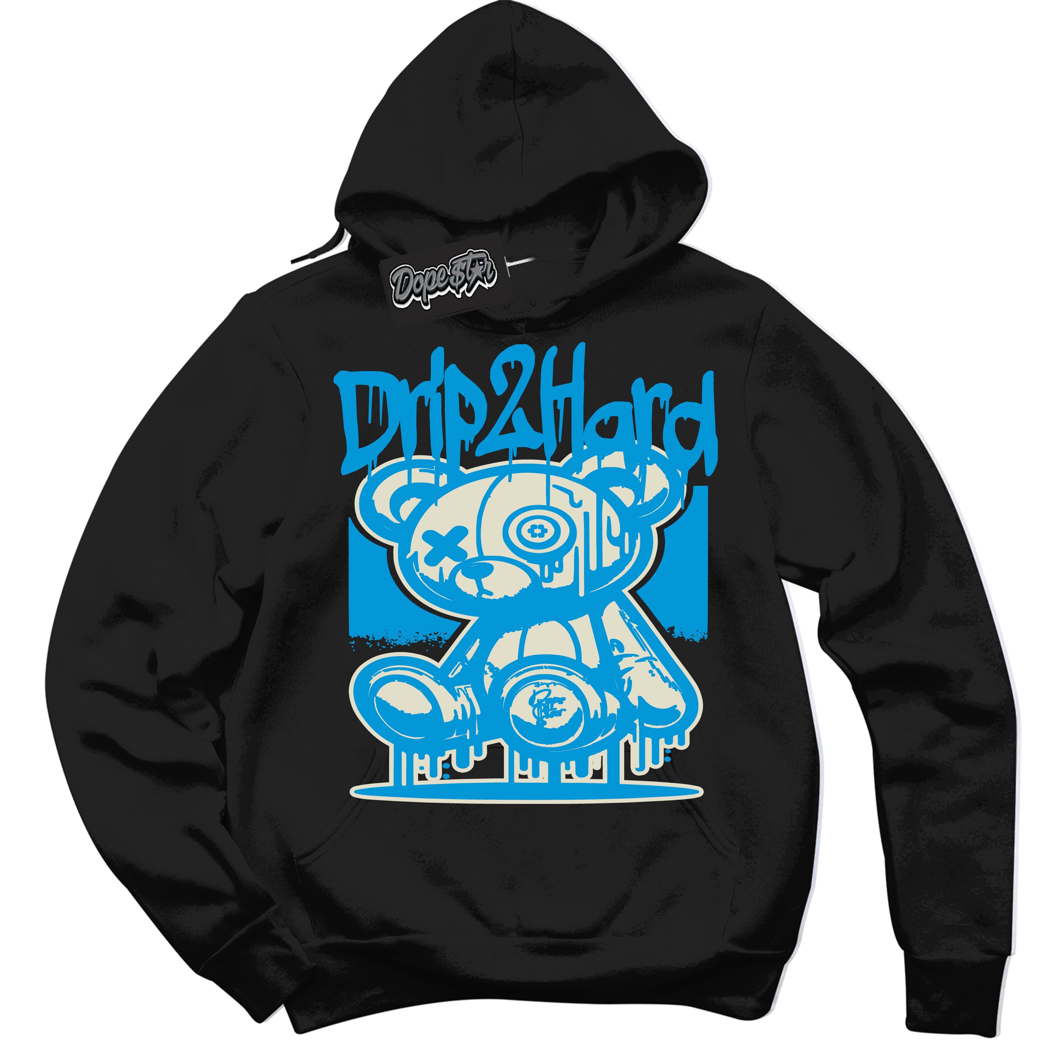 Dunk High Next Nature Light Khaki Star Blue 'Drip 2 Hard' Hoodie – Black Streetwear Sweatshirt | Sneaker Matching Hoodie for Dunk High Next Nature Light Khaki Star Blue | Urban Fashion for Drip 2 Hard | Men's & Women's Streetwear Outfit by Sneaker Shirts Outlet.