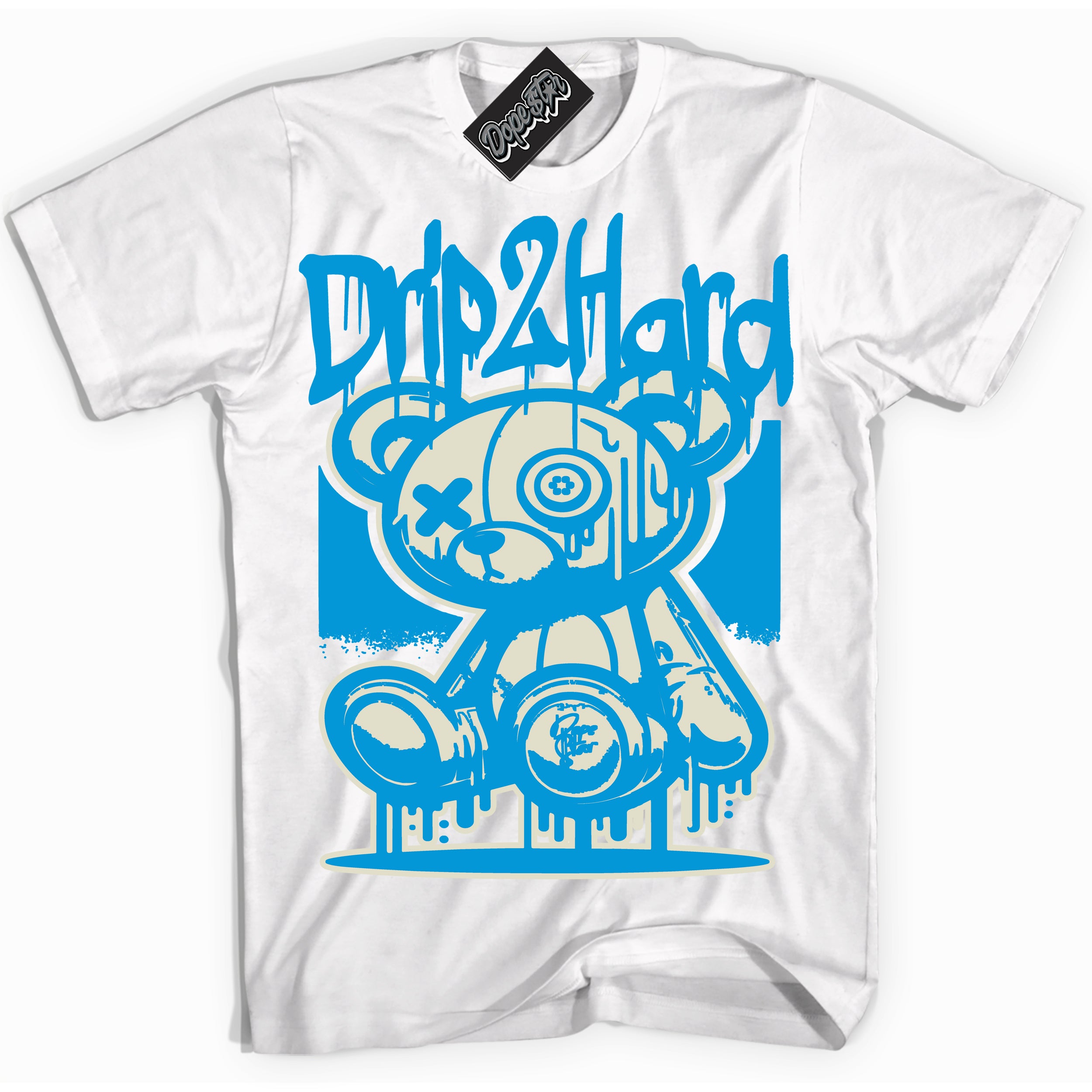Dunk High Next Nature Light Khaki Star Blue 'Drip 2 Hard' Shirt – White Streetwear T-Shirt | Sneaker Matching Tee for Dunk High Next Nature Light Khaki Star Blue | Men's & Women's Streetwear Outfit by Sneaker Shirts Outlet.
