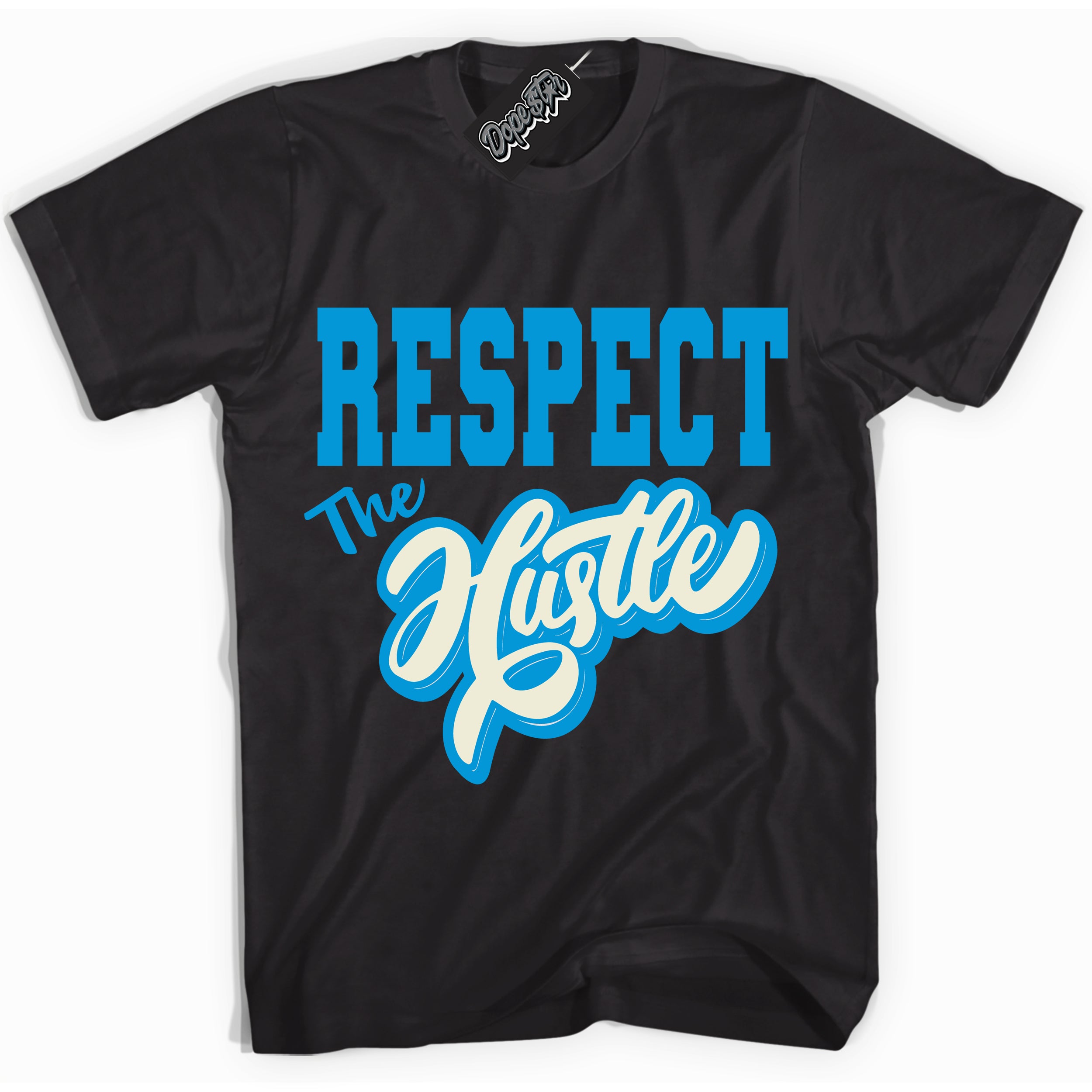 Dunk High Next Nature Light Khaki Star Blue 'Respect The Hustle' Shirt – Black Streetwear T-Shirt | Sneaker Matching Tee for Dunk High Next Nature Light Khaki Star Blue | Urban Fashion for Respect The Hustle | Men's & Women's Streetwear Outfit by Sneaker Shirts Outlet.