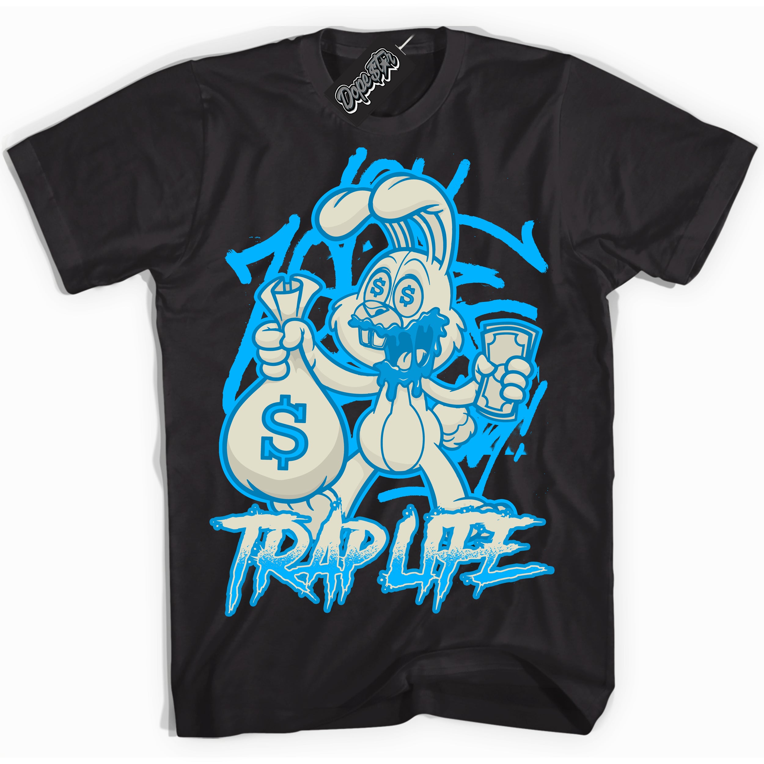 Dunk High Next Nature Light Khaki Star Blue 'Trap Rabbit' Shirt – Black Streetwear T-Shirt | Sneaker Matching Tee for Dunk High Next Nature Light Khaki Star Blue | Urban Fashion for Trap Rabbit | Men's & Women's Streetwear Outfit by Sneaker Shirts Outlet.