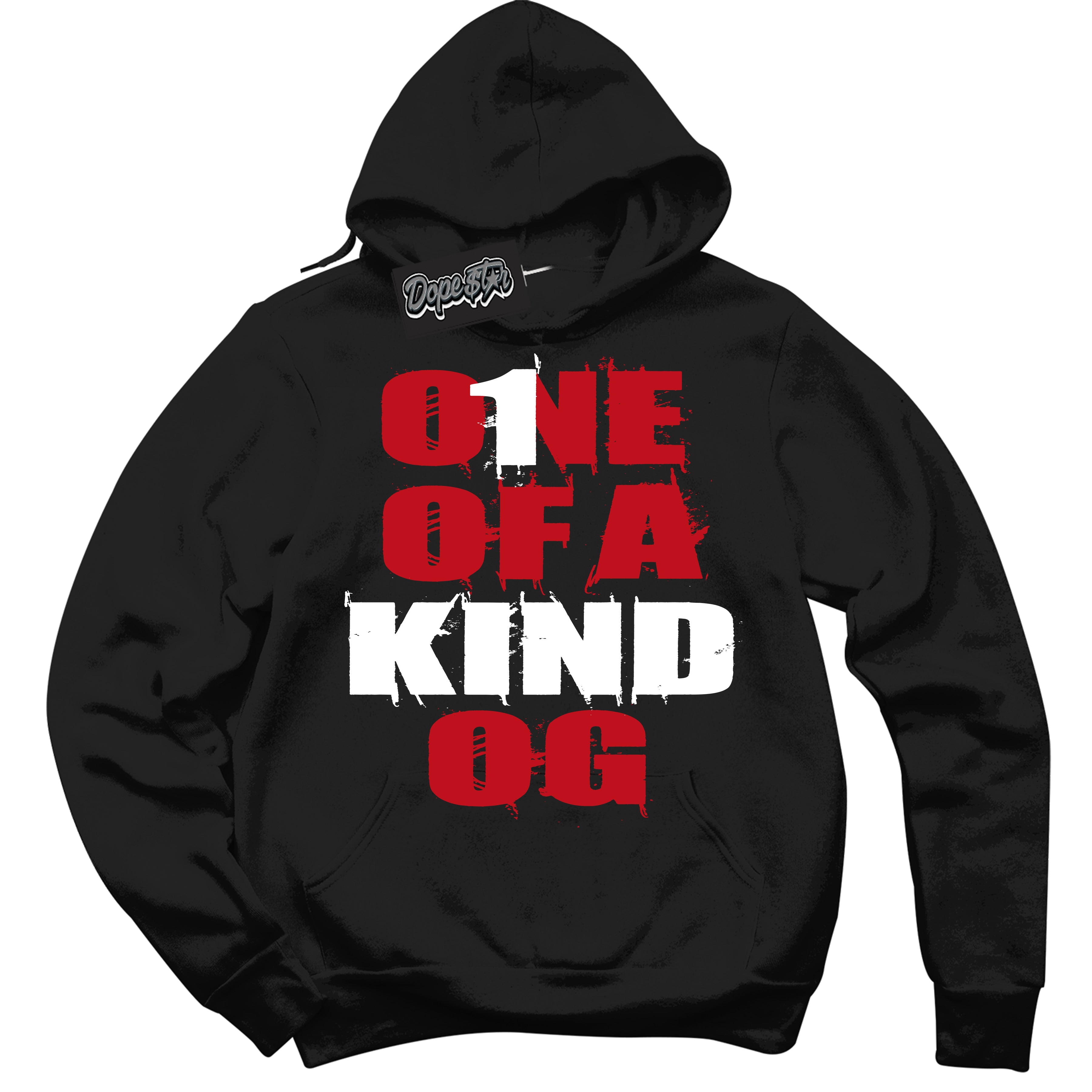 Cool Black Hoodie with “ One Of A Kind ”  design that Perfectly Matches Black Dragon Red Dunk.