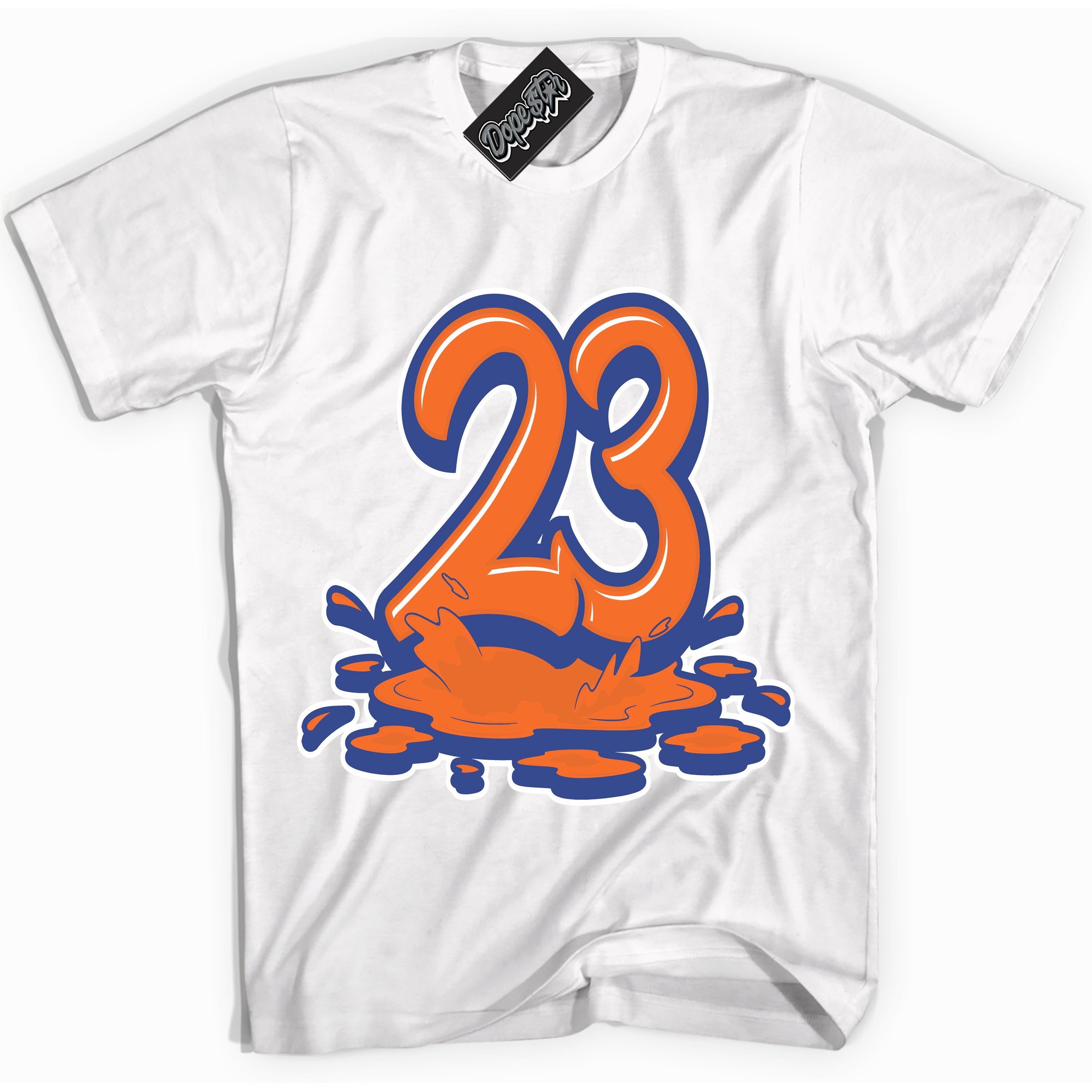 Cool White Shirt with “ 23 Melting ” design that perfectly matches Low Knicks.