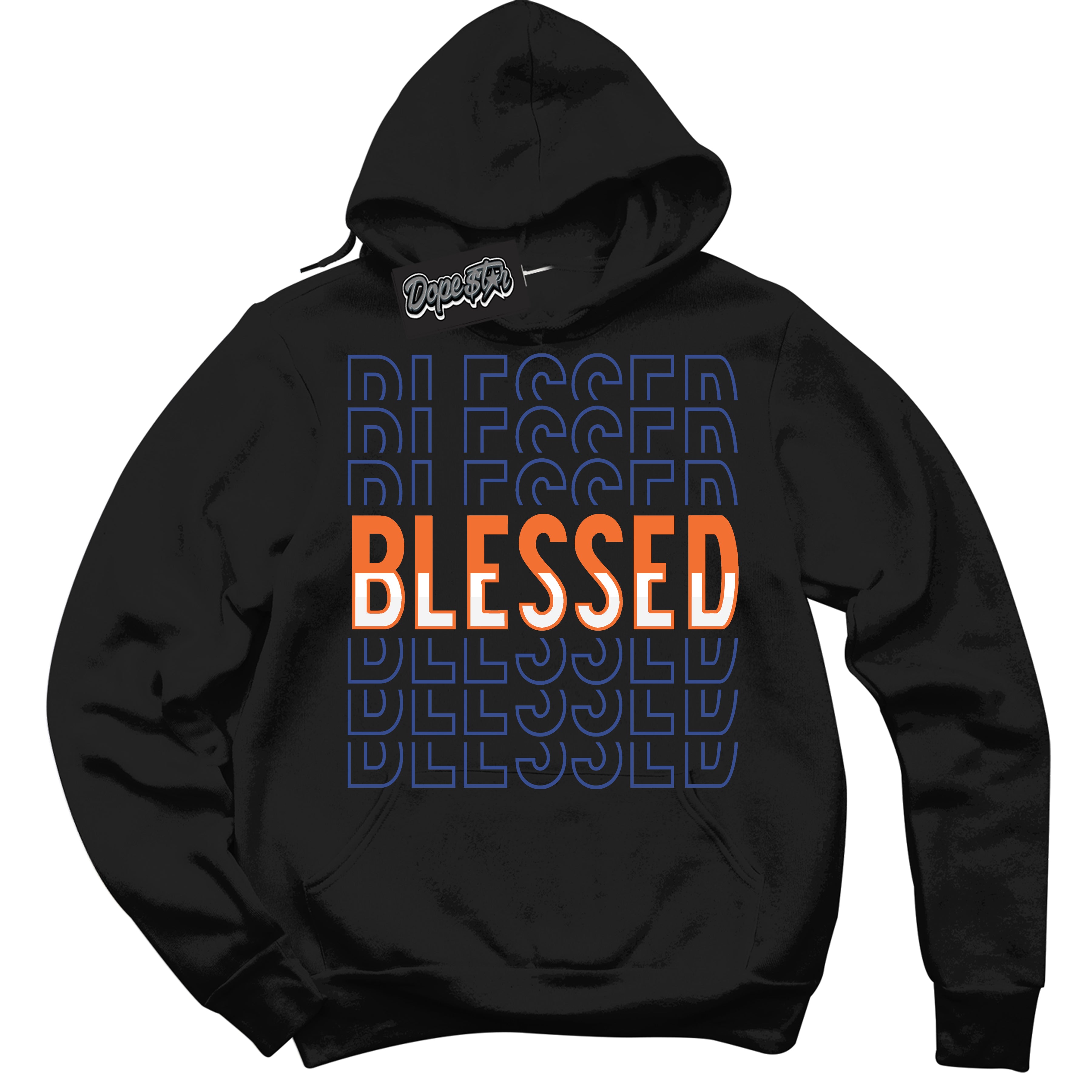 Cool Black Hoodie with “ Blessed Stacked ” design that Perfectly Matches Low Knicks.