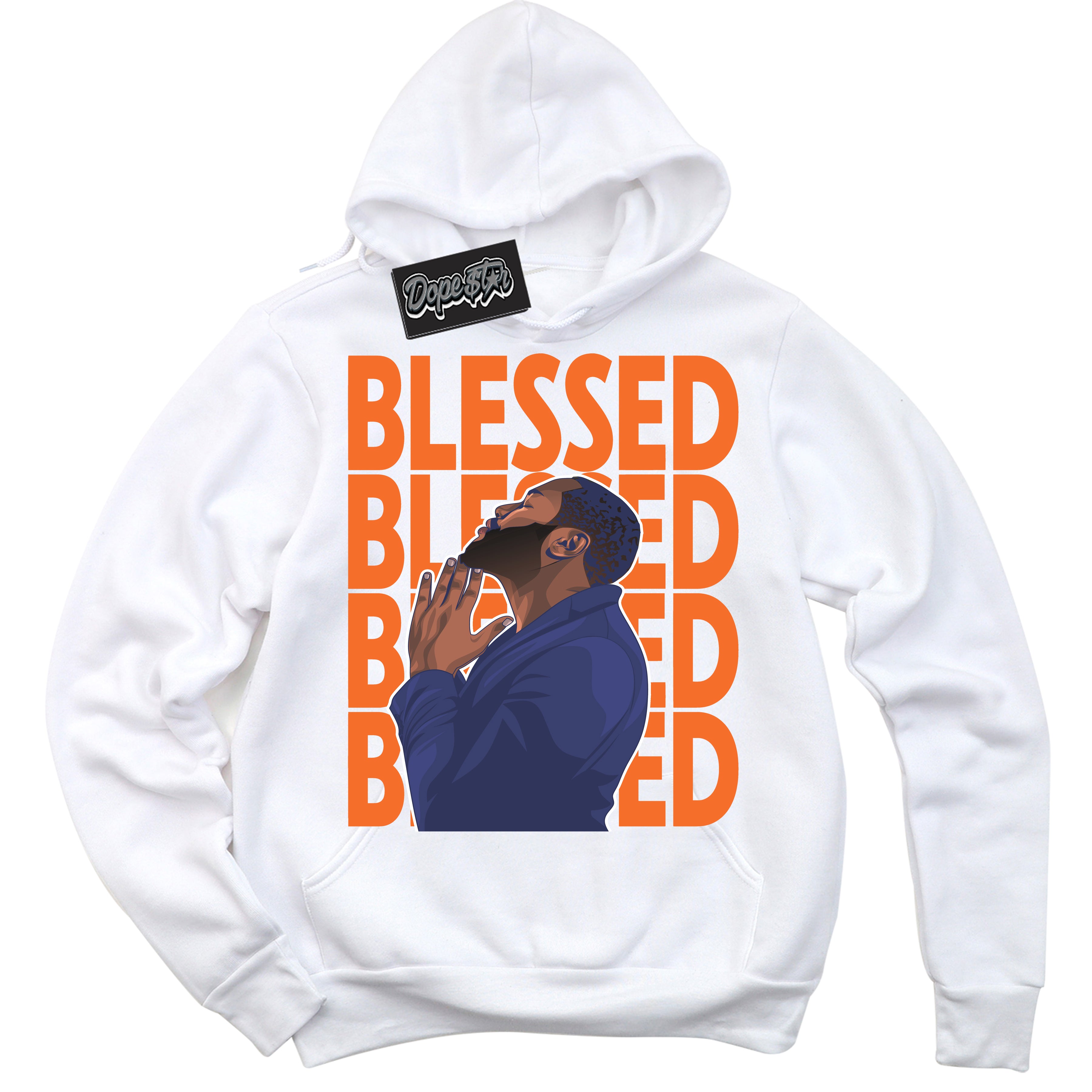 Cool White Hoodie with “ God Blessed ” design that Perfectly Matches Low Knicks.