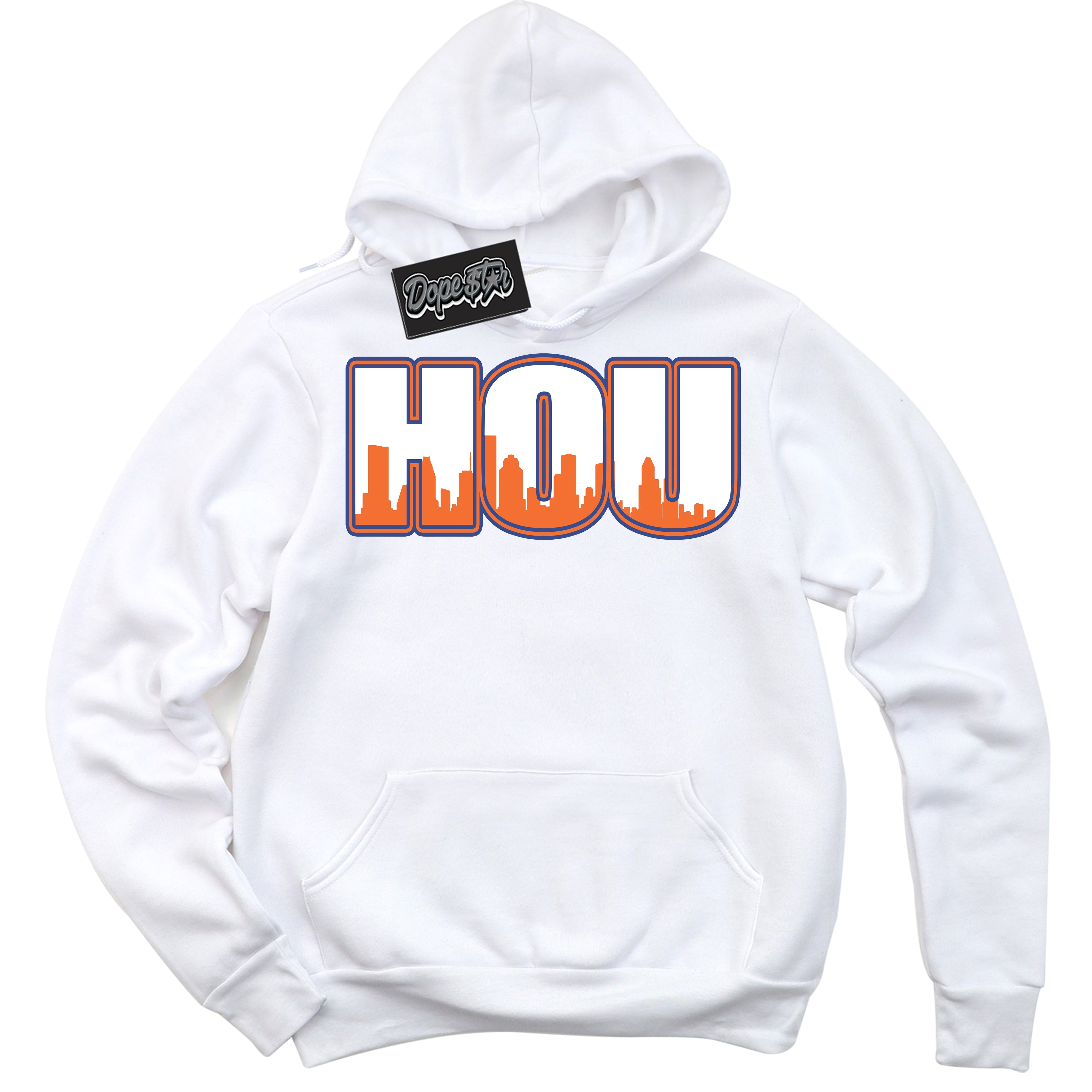 Cool White Hoodie with “ Houston ” design that Perfectly Matches Low Knicks.