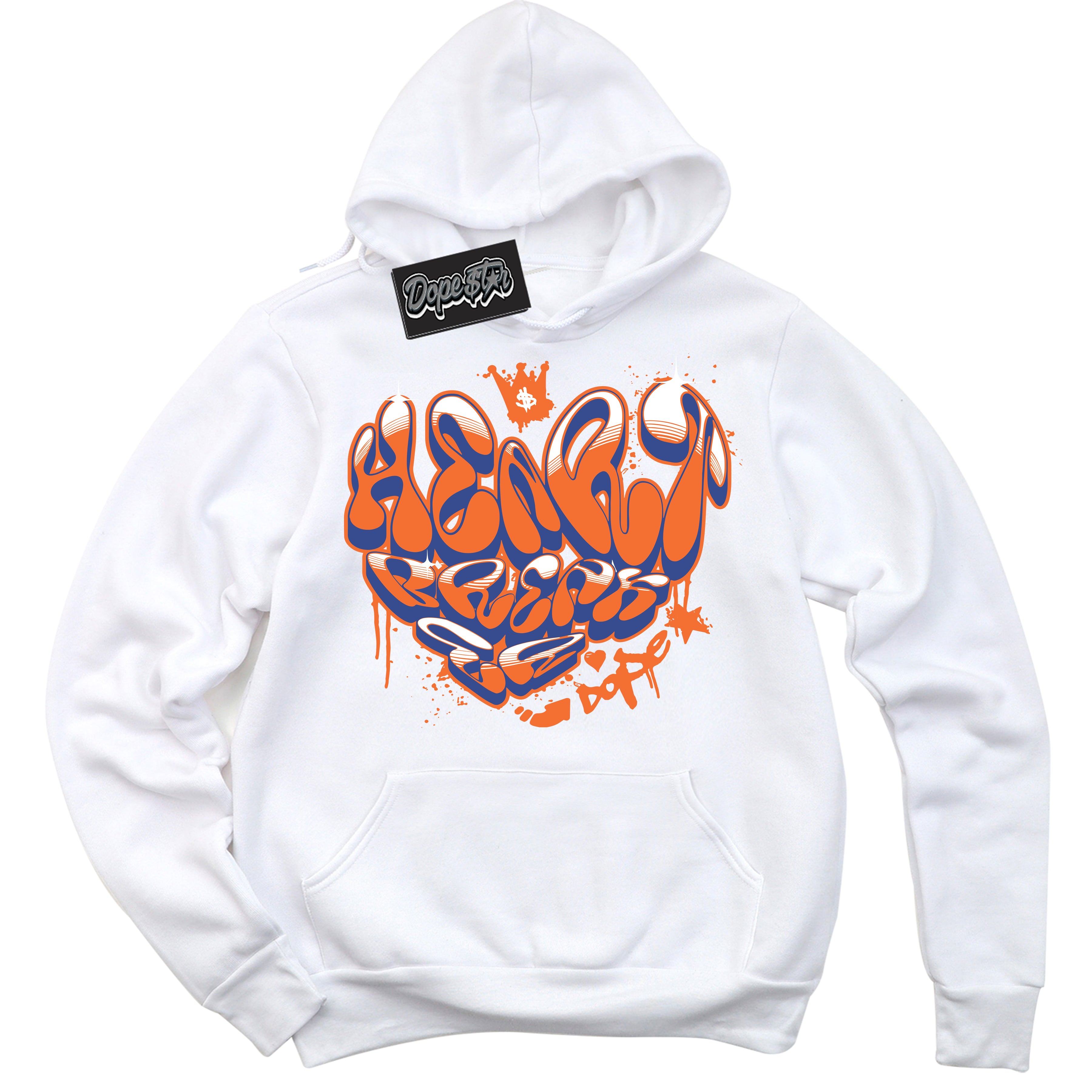 Cool White Hoodie with “ Heartbreaker Graffiti ” design that Perfectly Matches Low Knicks.