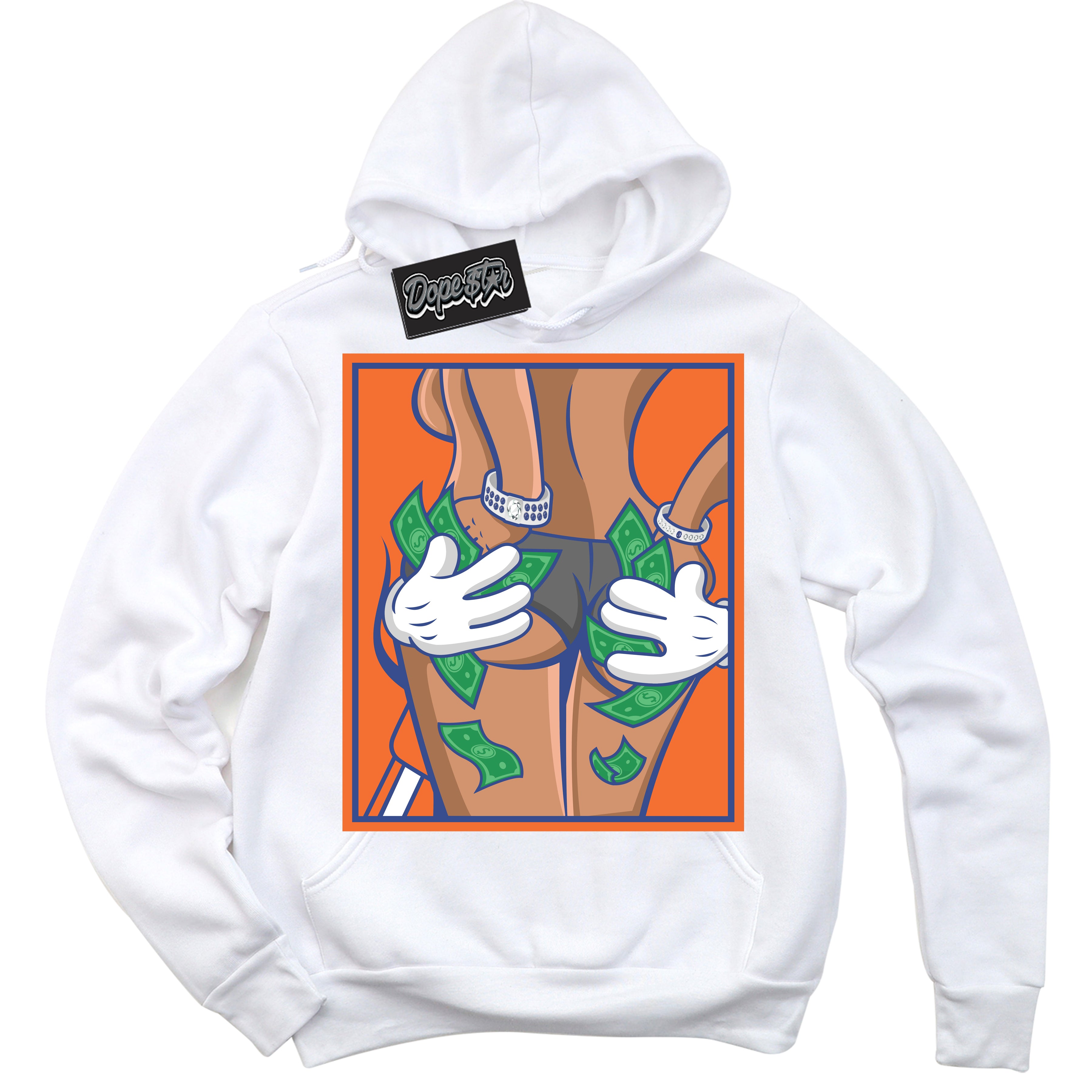 Cool White Hoodie with “ Money Hands ” design that Perfectly Matches Low Knicks.