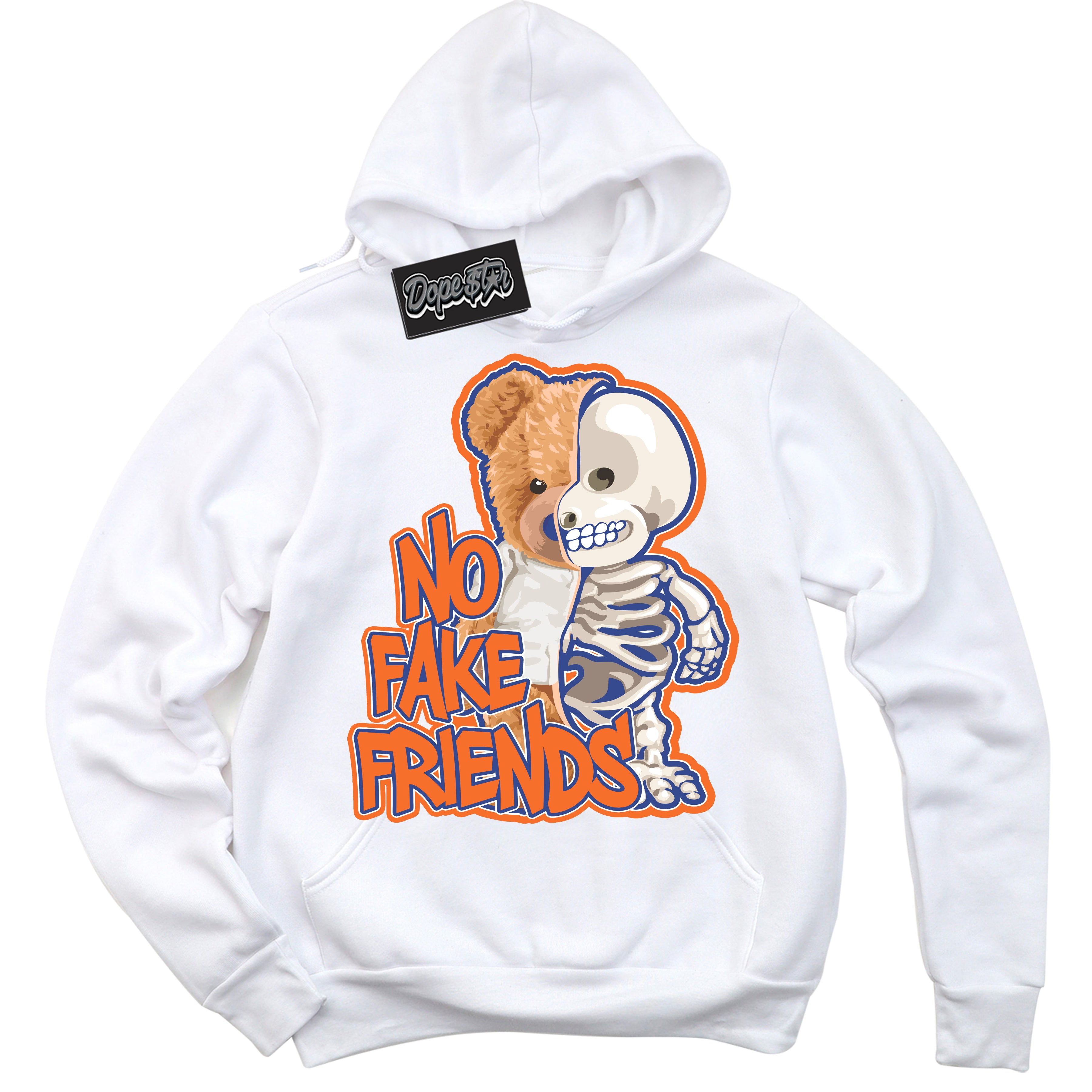 Cool White Hoodie with “ No Fake Friends ” design that Perfectly Matches Low Knicks.