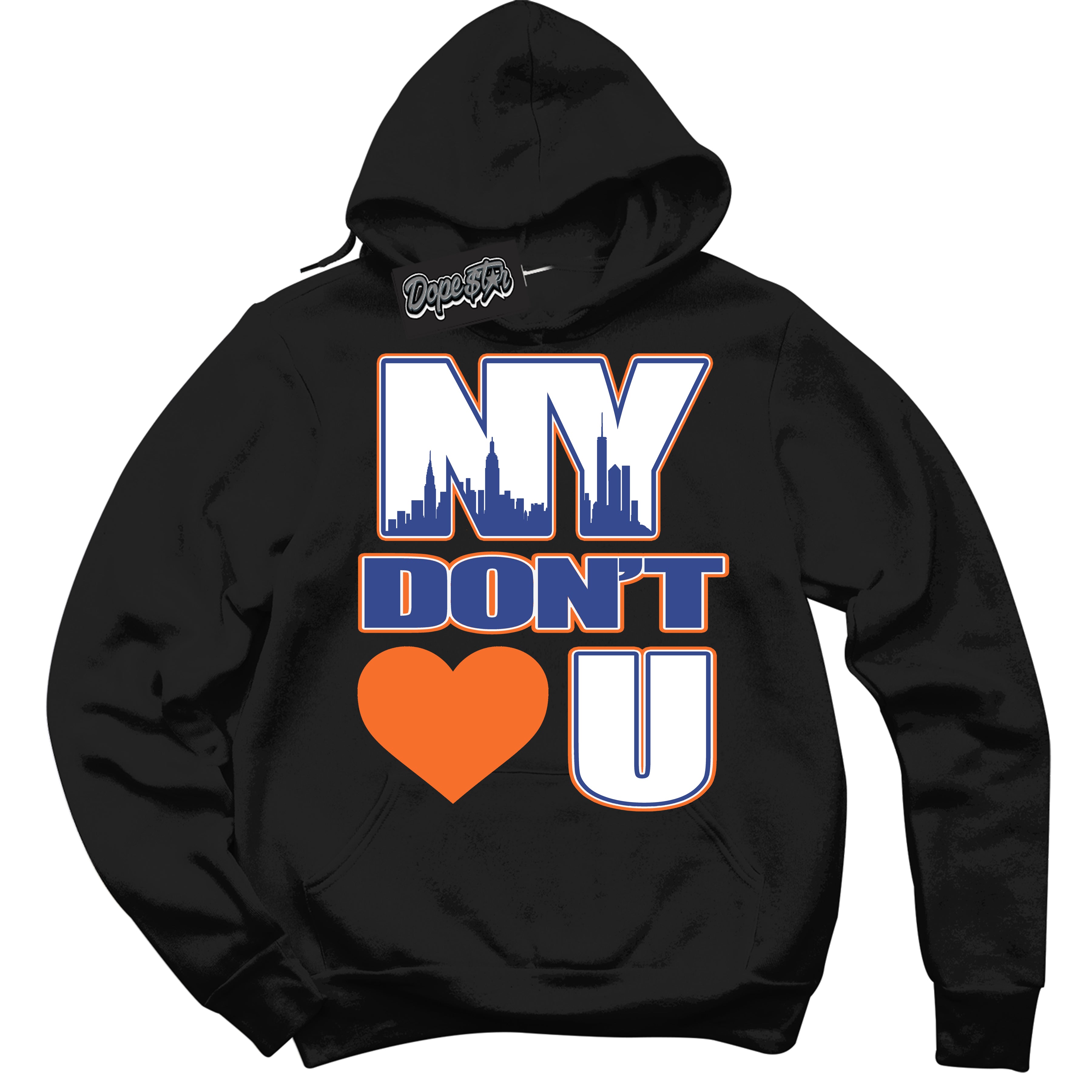Cool Black Hoodie with “ NY Don't Love You ” design that Perfectly Matches Low Knicks.