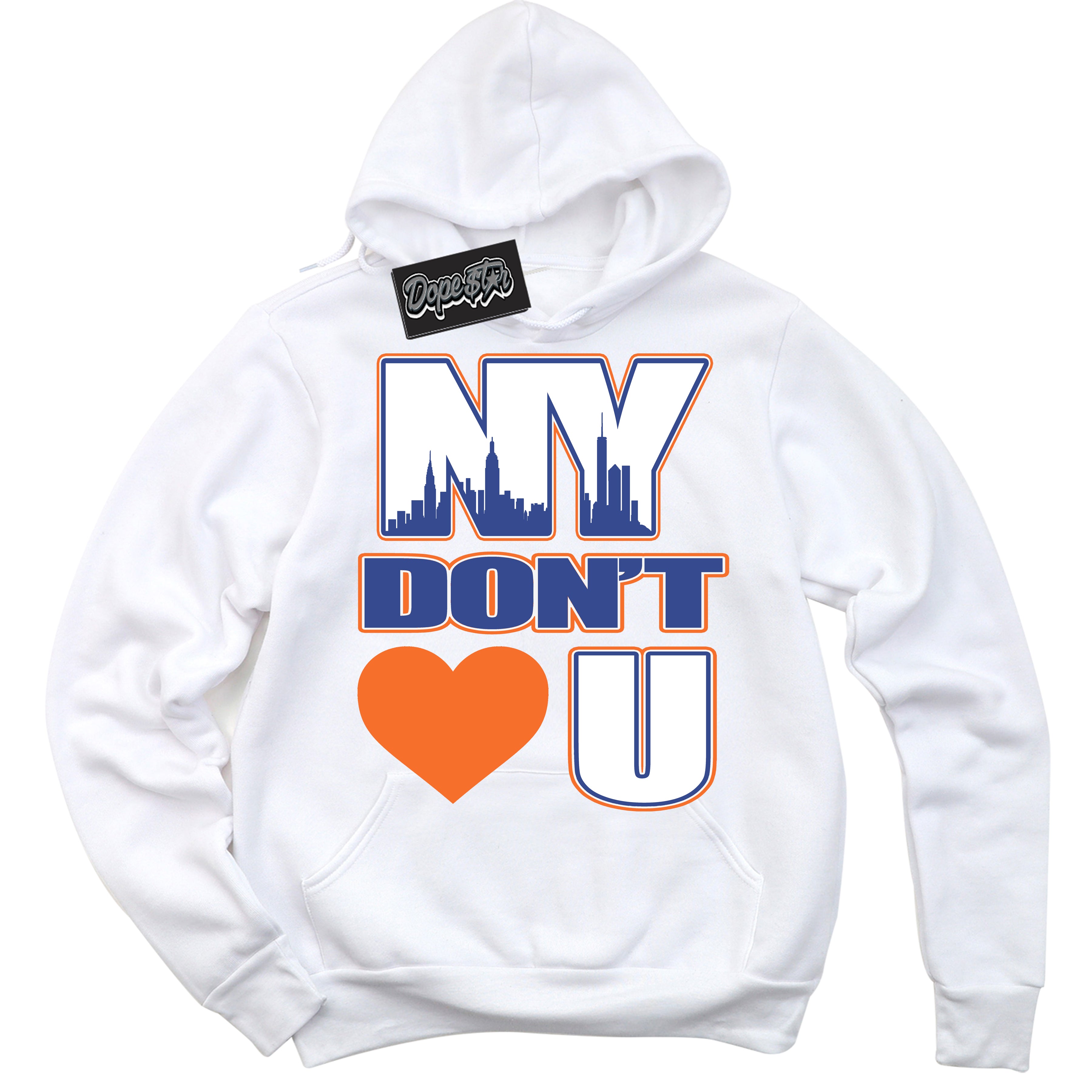 Cool White Hoodie with “ NY Don't Love You ” design that Perfectly Matches Low Knicks.