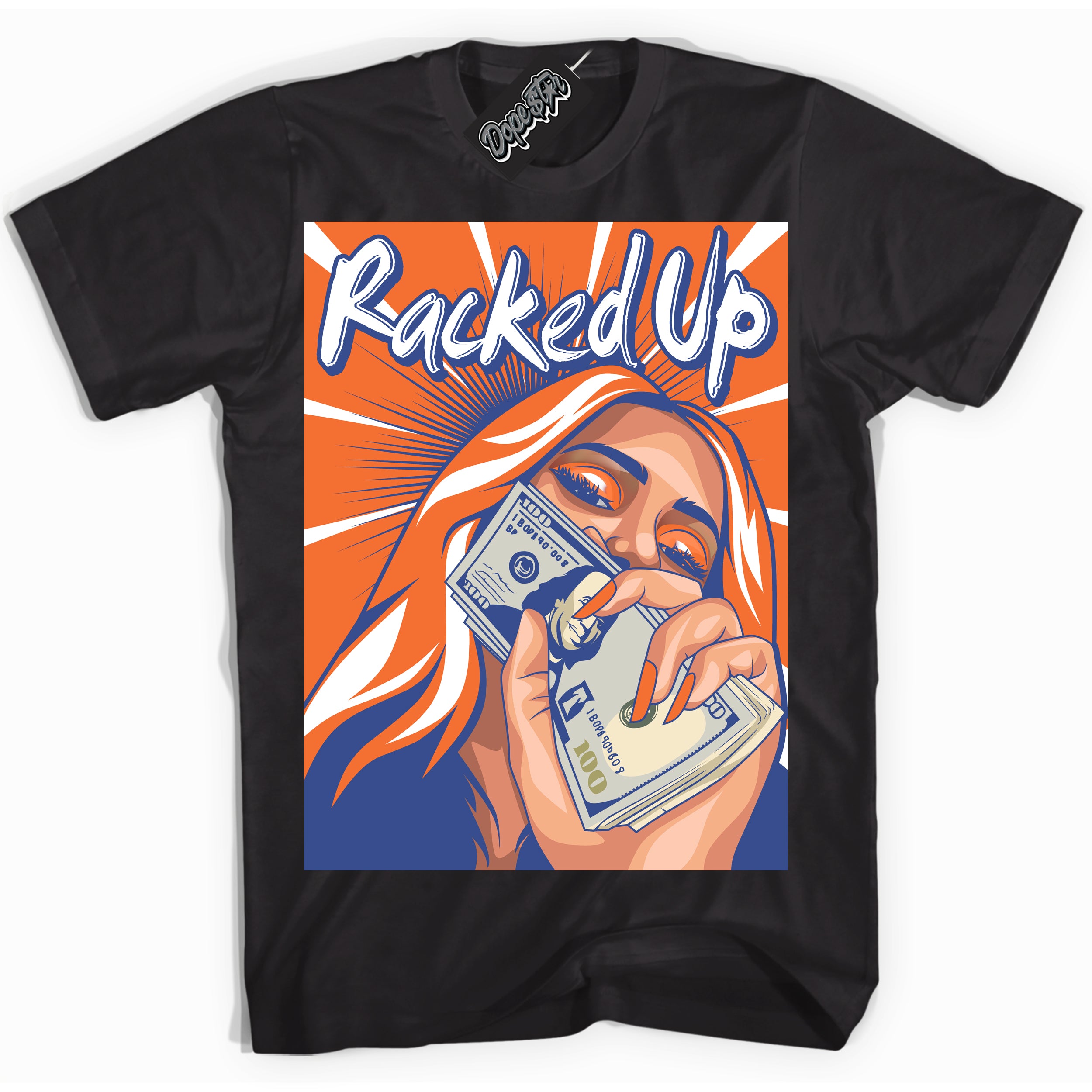 Cool Black Shirt with “ Racked Up ” design that perfectly matches Low Knicks.