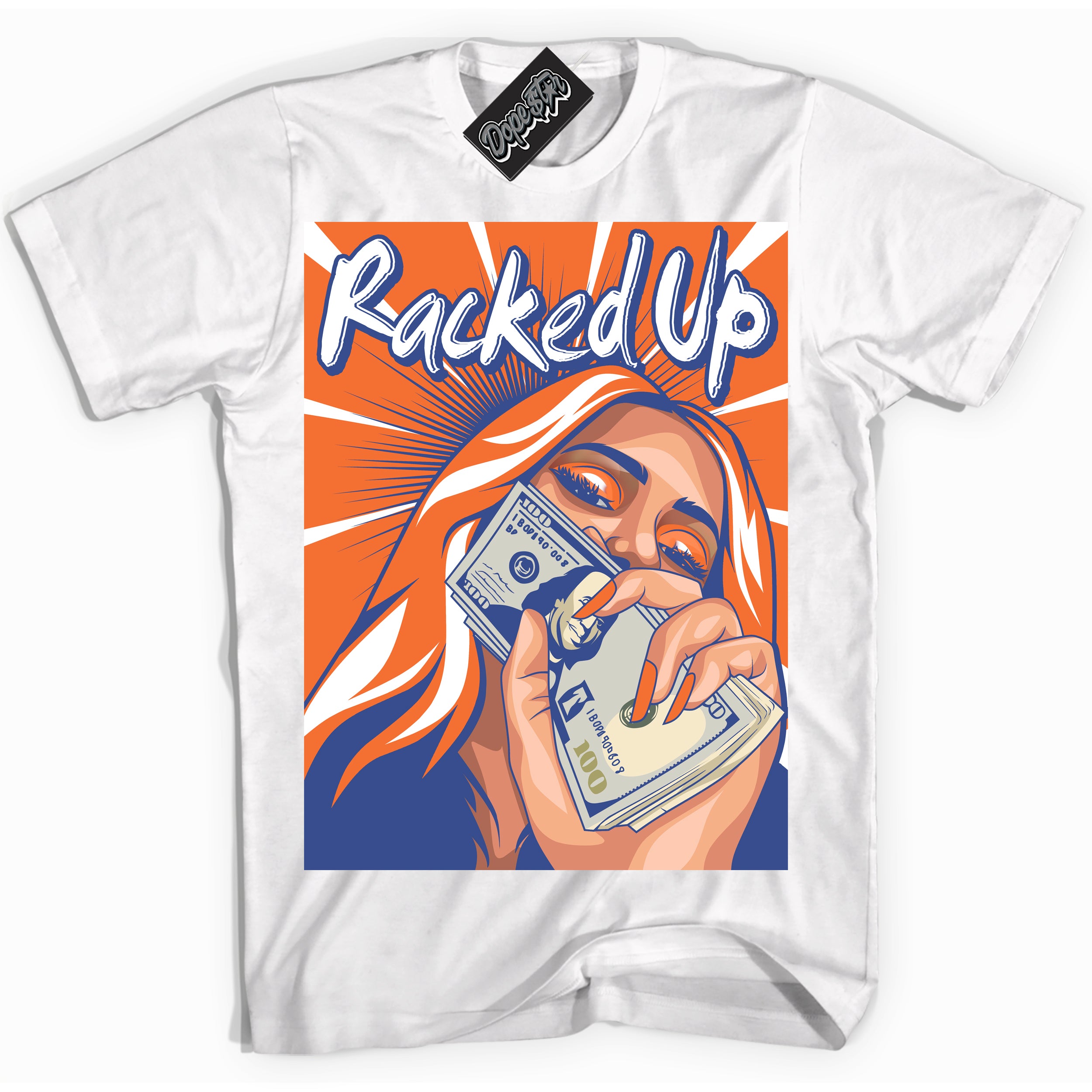Cool White Shirt with “ Racked Up ” design that perfectly matches Low Knicks.