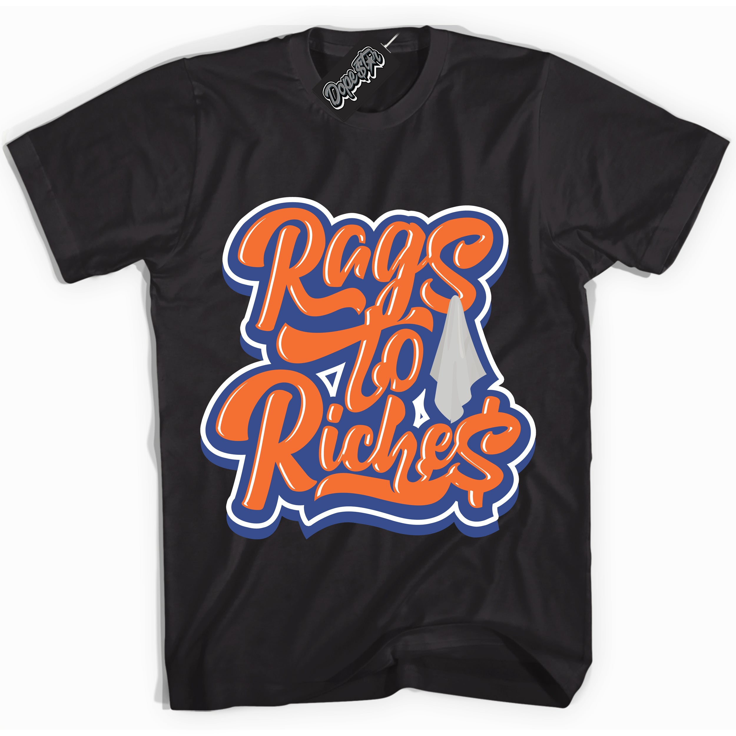 Cool Black Shirt with “ Rags To Riches ” design that perfectly matches Low Knicks.