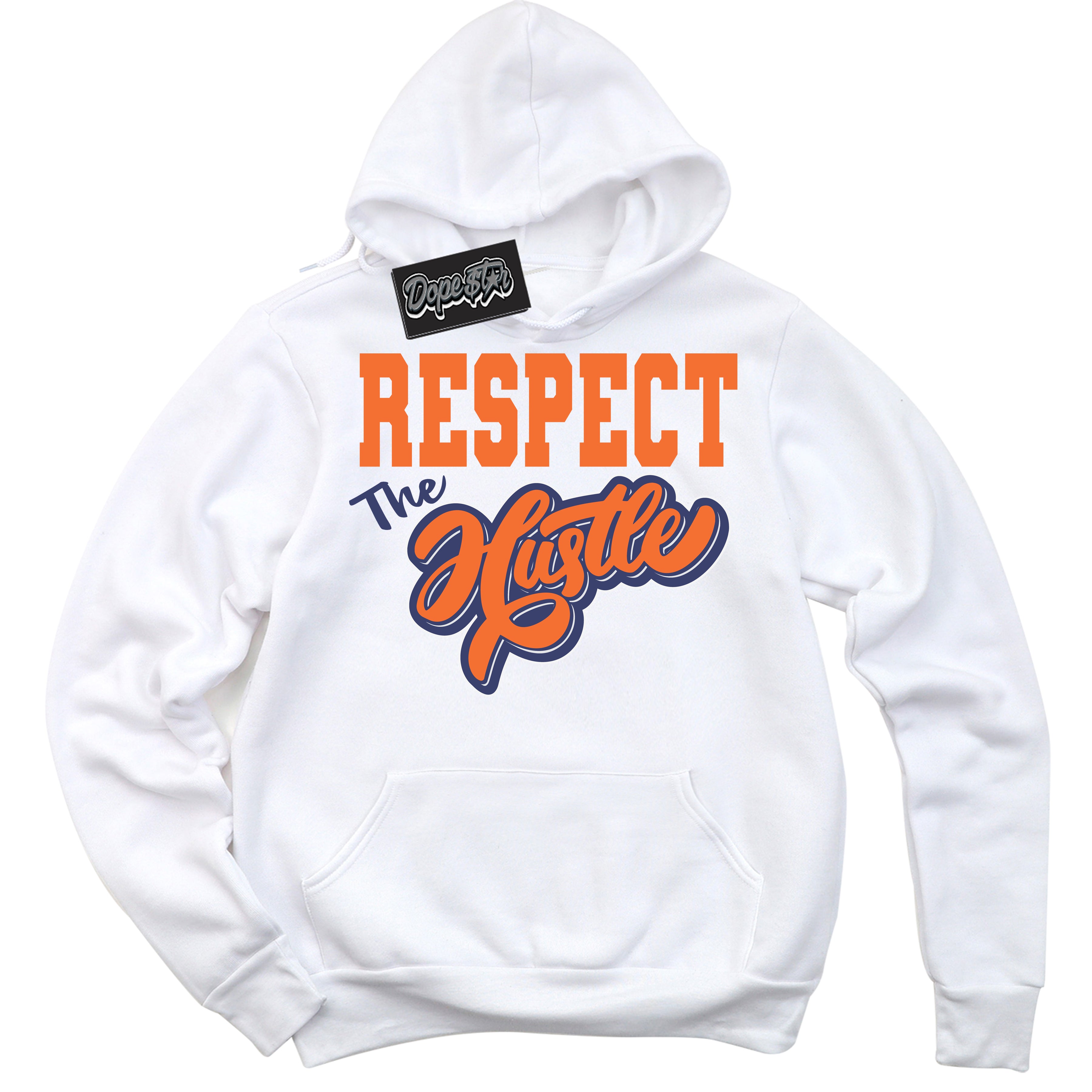 Cool White Hoodie with “ Respect The Hustle ” design that Perfectly Matches Low Knicks.
