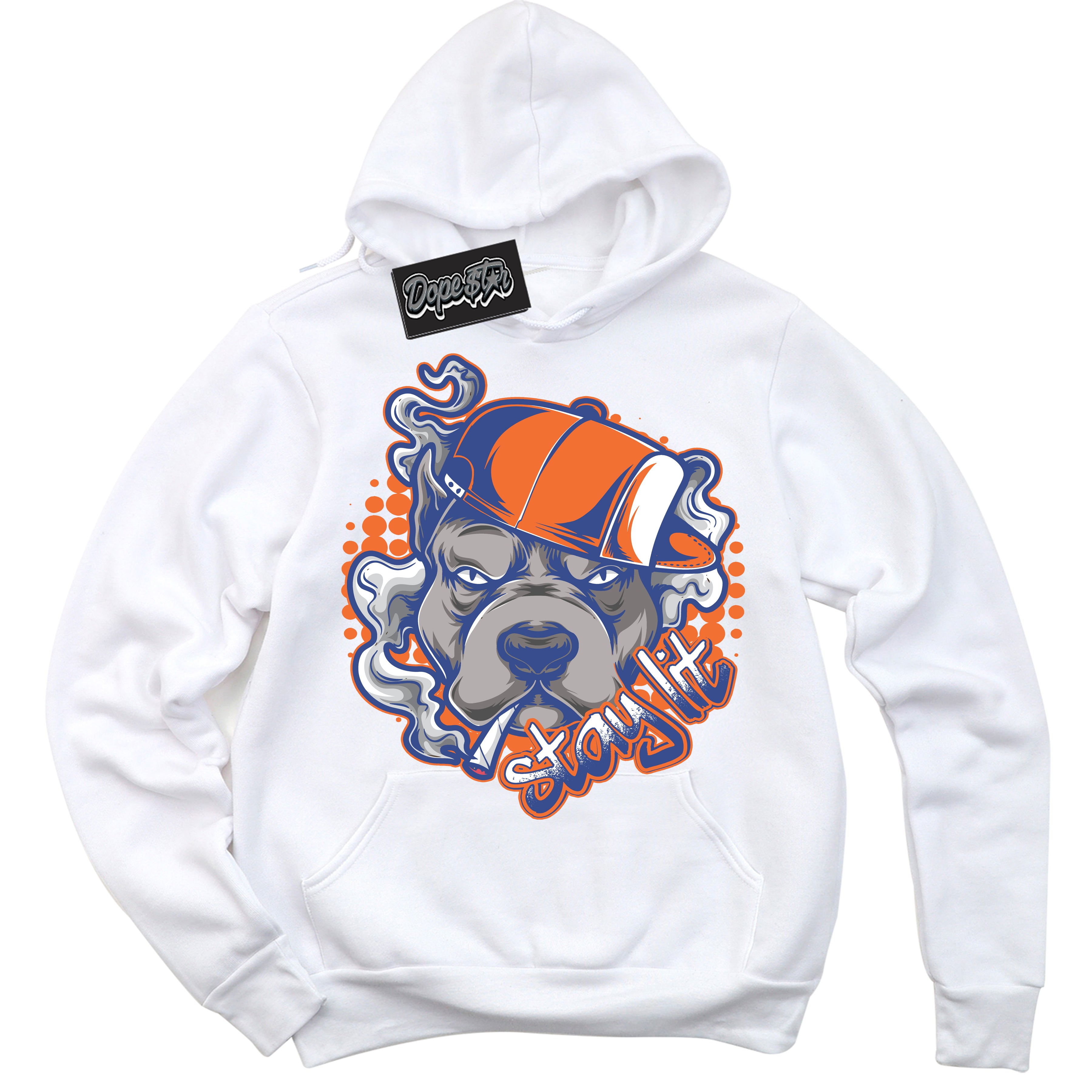 Cool White Hoodie with “ Stay Lit ” design that Perfectly Matches Low Knicks.